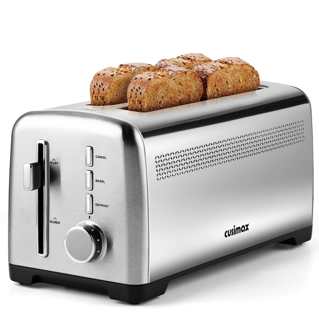 CUSIMAX 4-Slice Long-Slot Stainless Steel Toaster