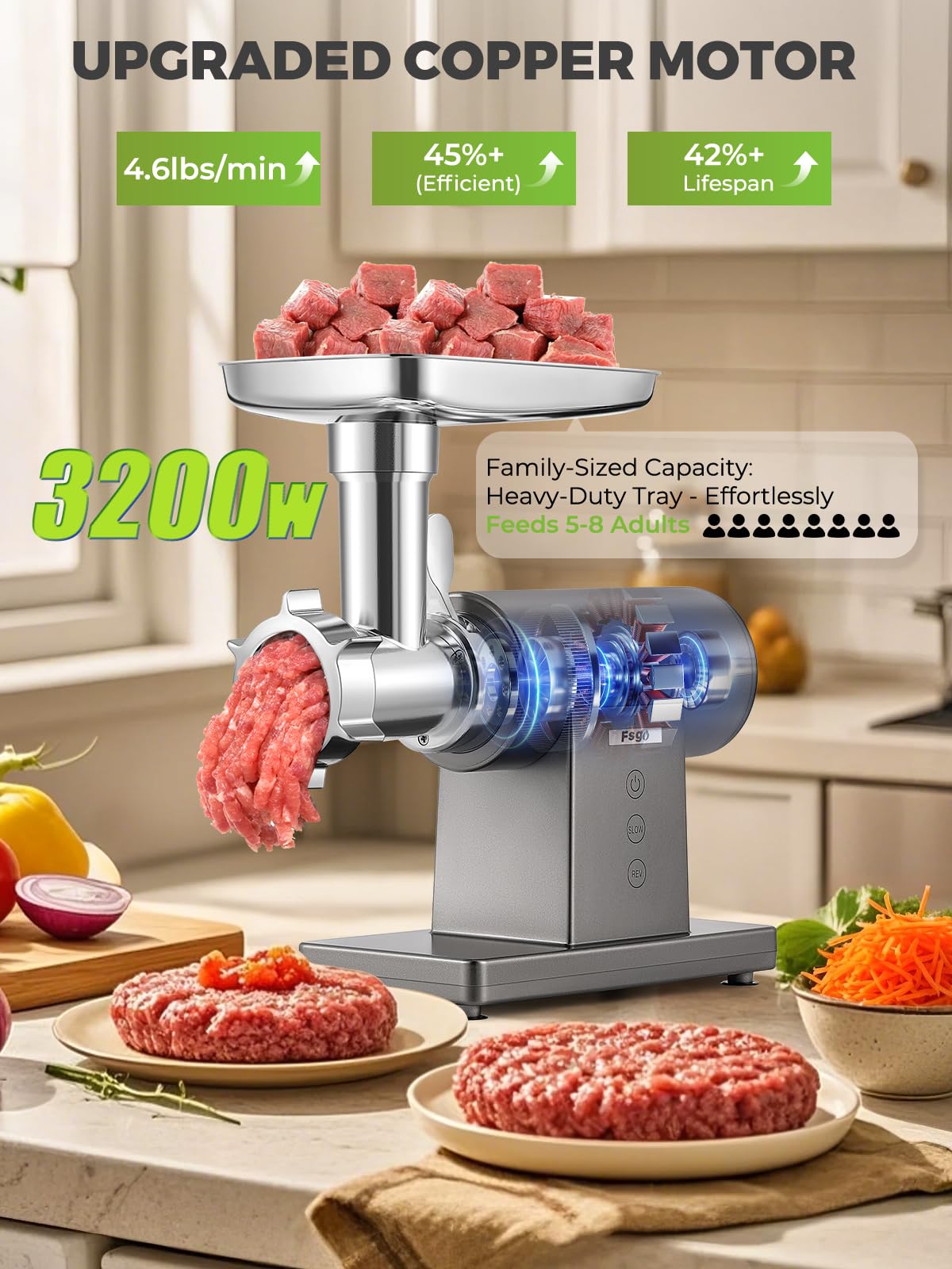 Flyseago Multifunctional Electric Meat Grinder 3200W Touch Control