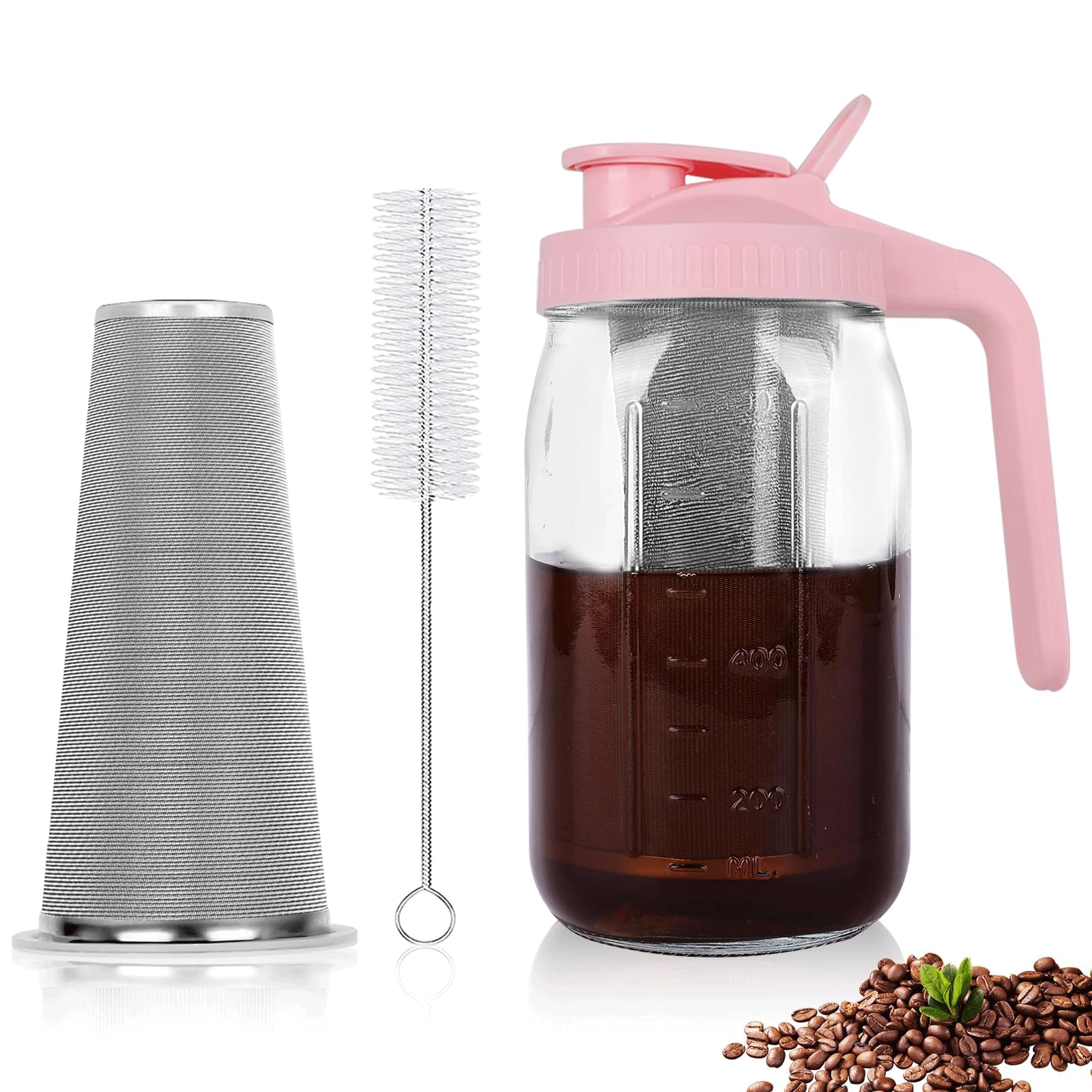QHH 64-Oz Cold Brew Coffee Maker with Stainless Steel Filter