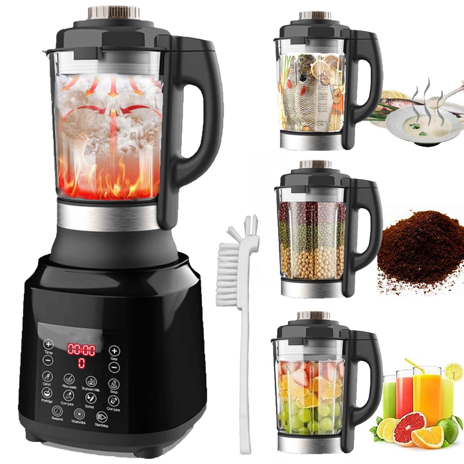 1200W Countertop Blender, Food Processor Hot Soup Maker with 9 Programs