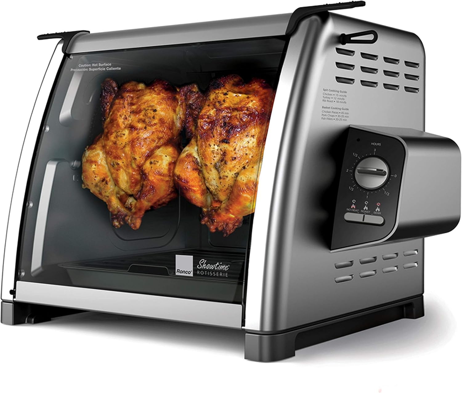 Ronco Showtime Large Capacity Rotisserie & BBQ Oven Modern Edition, Simple Switch Controls, Silicone Door Tie, Auto Shutoff, Includes Multipurpose Basket