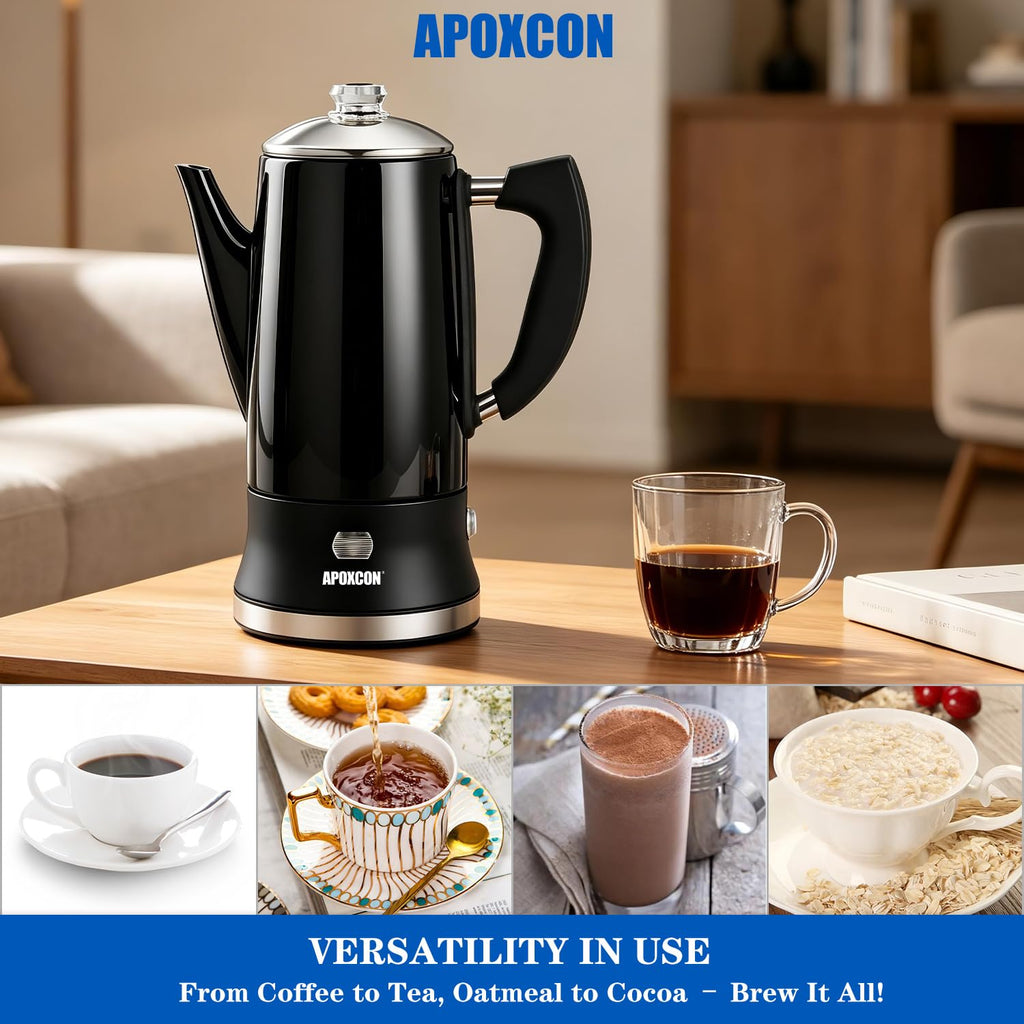 APOXCON All Stainless Steel Electric Coffee Percolator