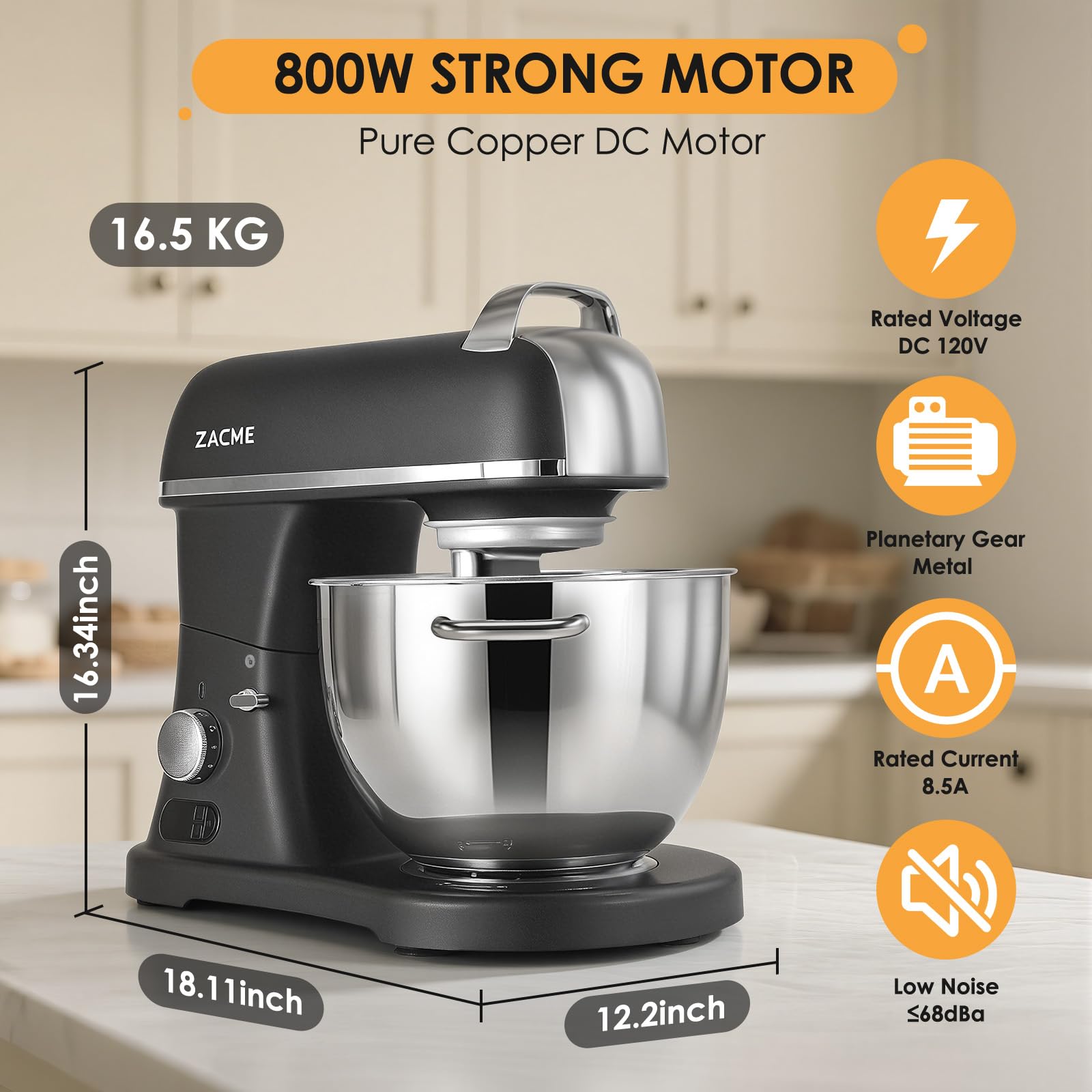 8.4QT Commercial Stand Mixer 800W with NSF Certified and Aluminum Die Casting, Mixers Kitchen Electric Stand Mixer Metal Food Mixer