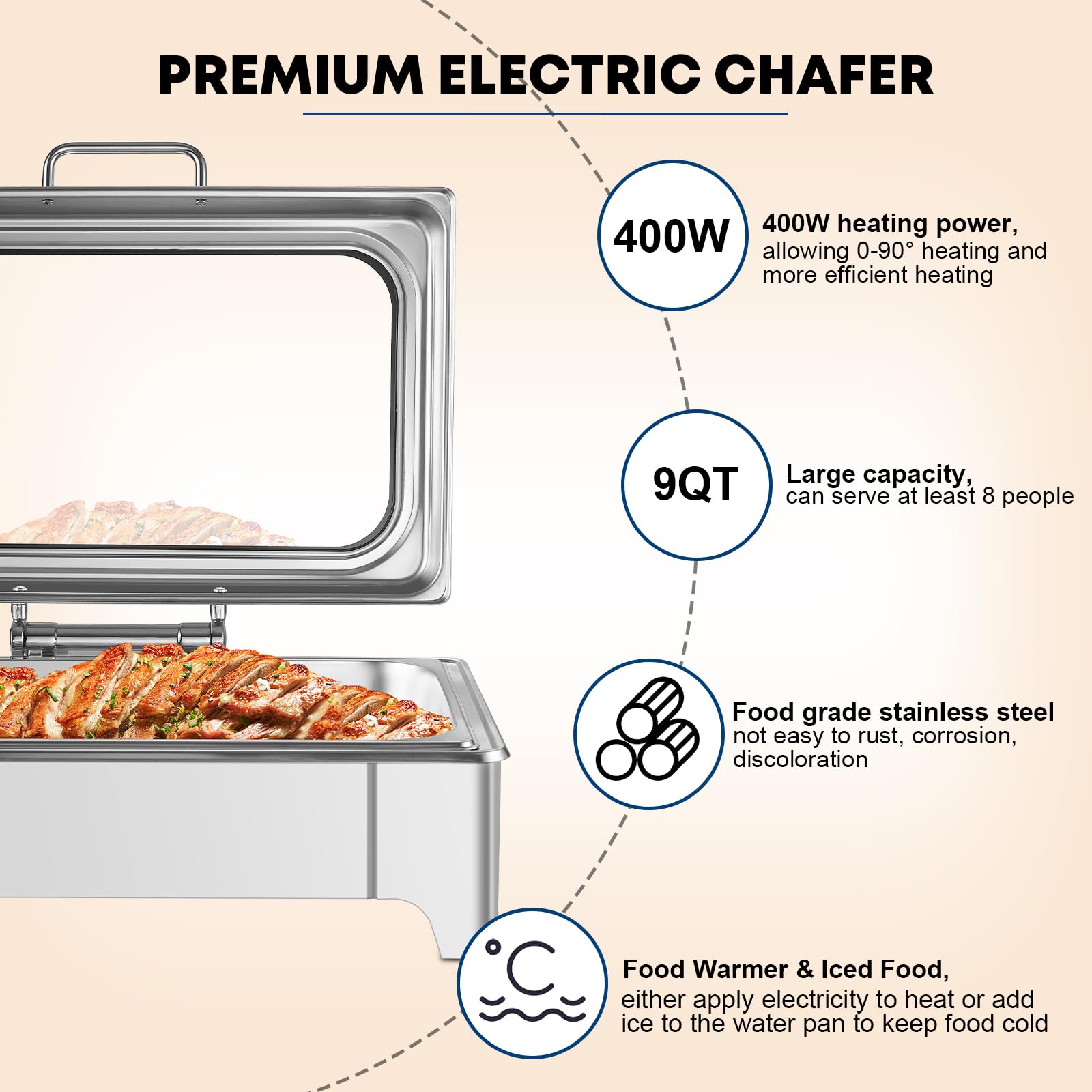 Electric Stainless Steel Chafing Dish Buffet Server Set