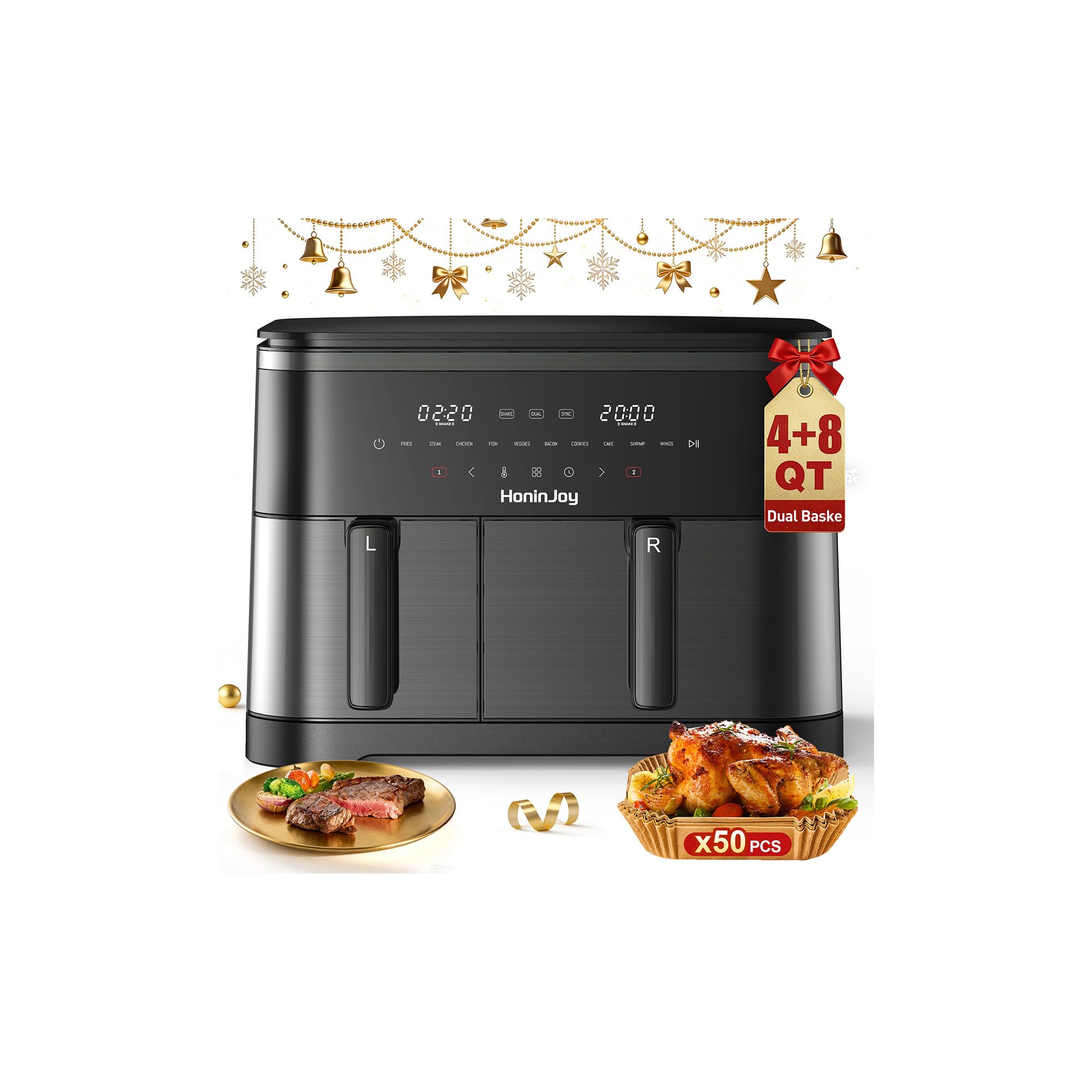 HoninJoy Large Dual Basket Air Fryer