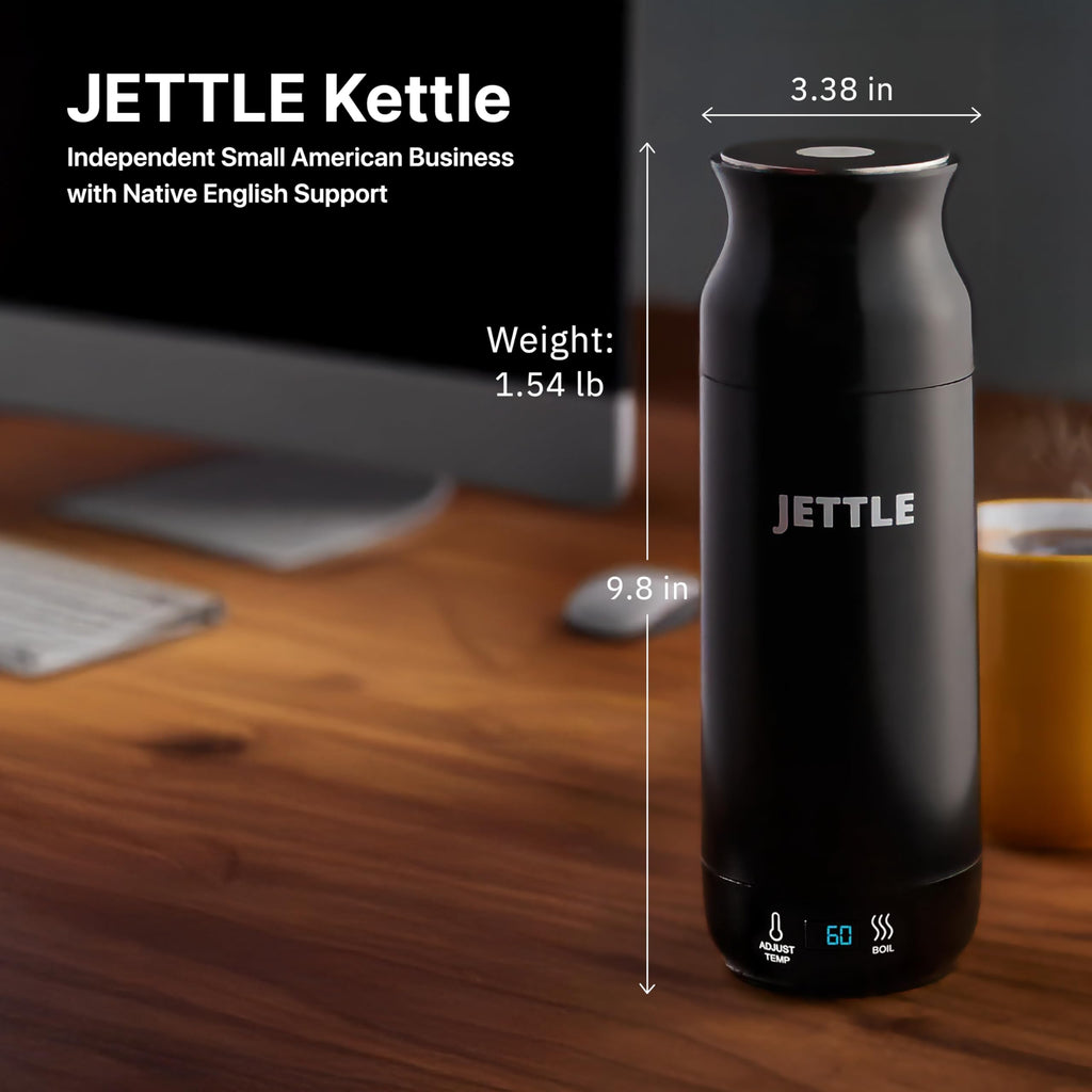 Jettle Electric Kettle - Travel Portable Heater for Coffee Tea Milk Soup - Stainless Steel Travel Water Boiler tea pot with Temperature Control - LED - Automatic Power Off - 450ml - Kitchen Appliance