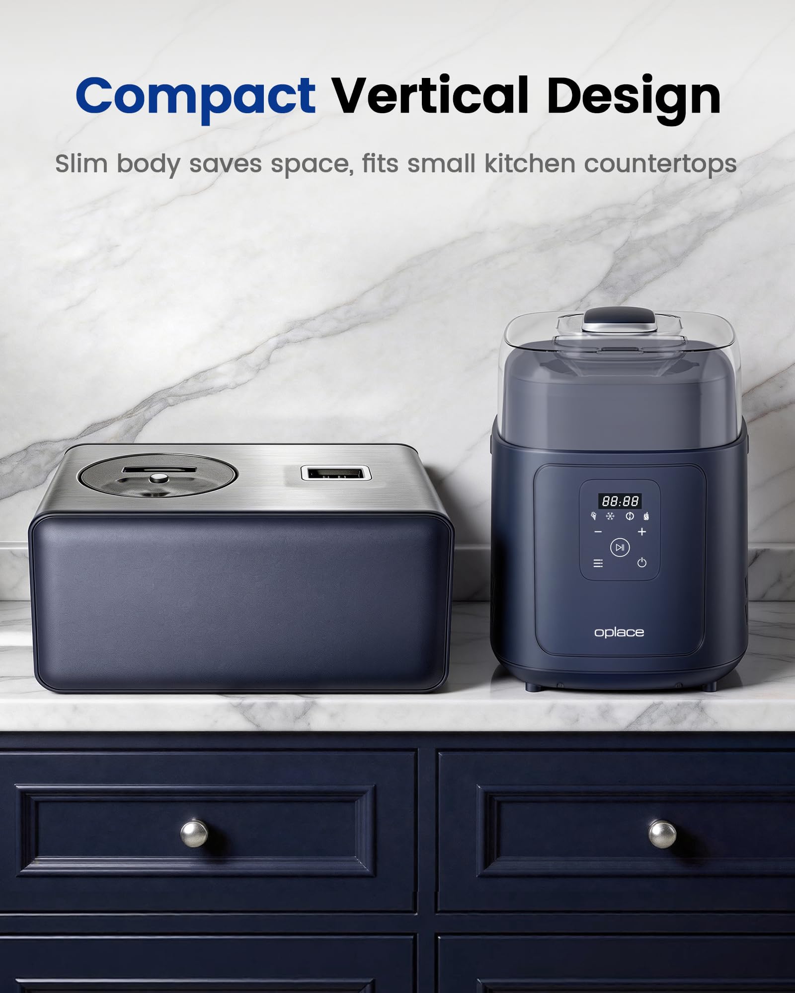 Oplace 4-in-1 Compressor Ice Cream Maker, 1-Quart