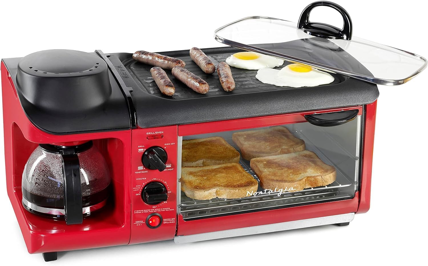 Nostalgia 3-in-1 Electric Breakfast Station with Coffee Maker