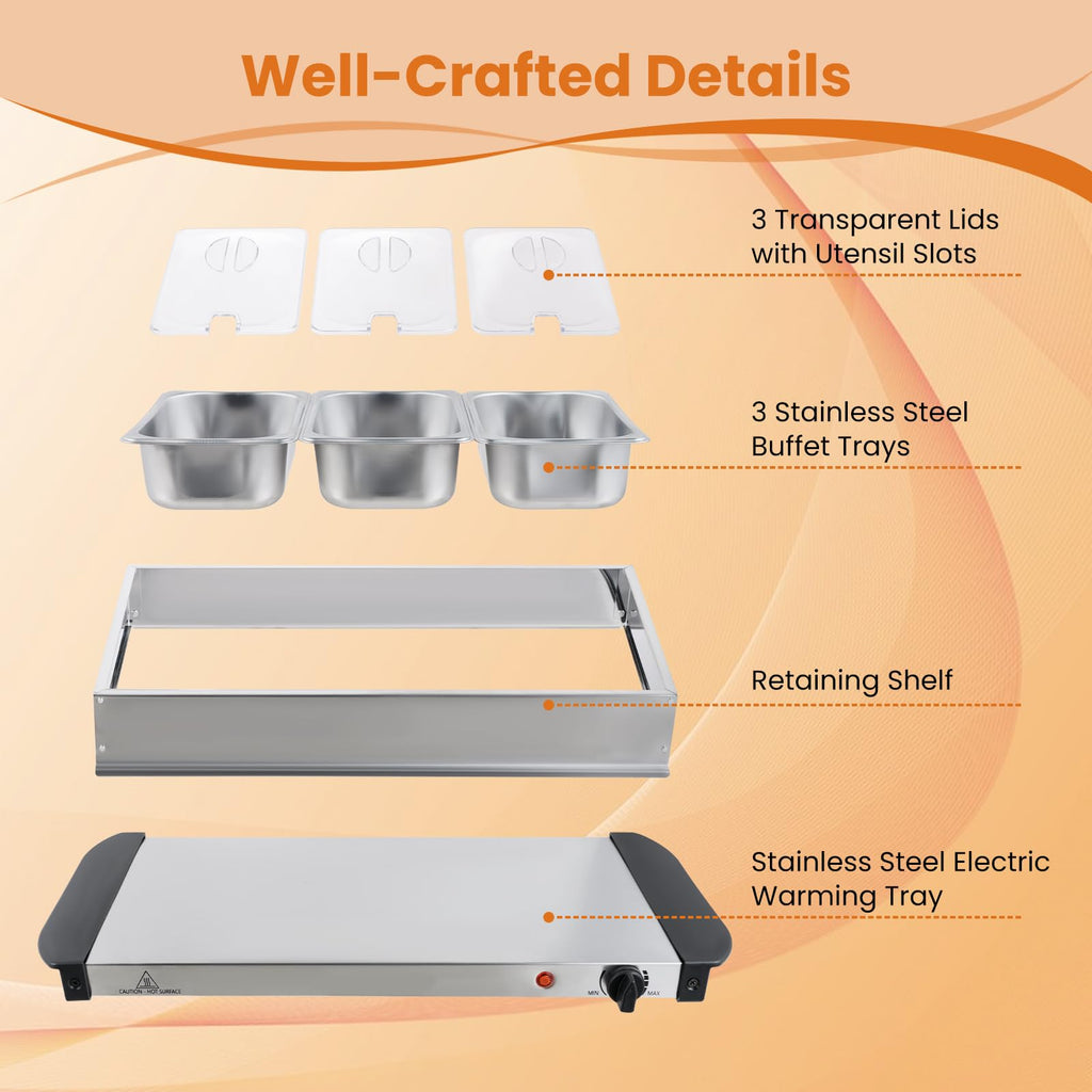 Giantex 3-Pan Electric Buffet Server and Food Warmer