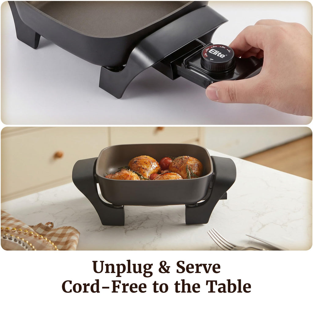 Elite Gourmet PFAS-Free Nonstick Electric Ceramic Skillet