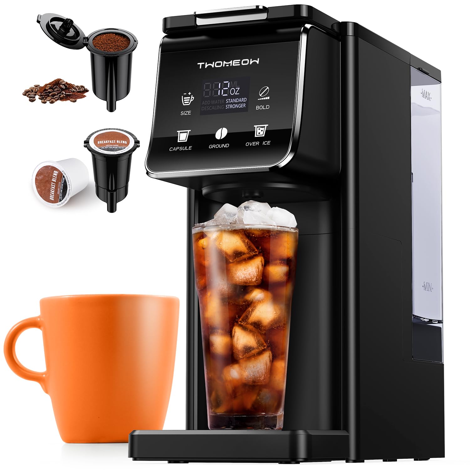 TWOMEOW Hot & Iced Single-Serve Coffee Maker for K-Cups & Grounds