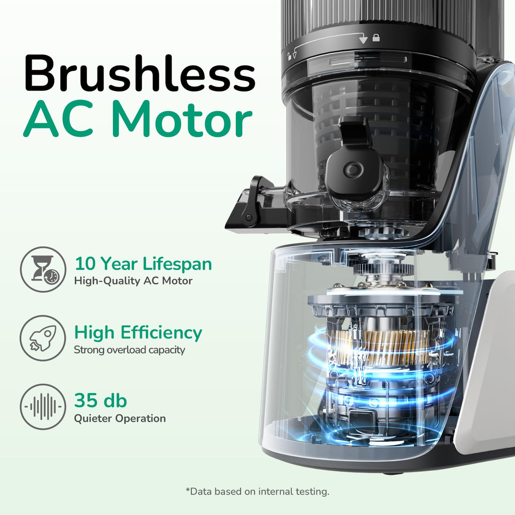 Canoly C16 Cold Press Juicer, 6" Extra Wide Feed Chute, 3-IN-1 Strainers (Juice & Sorbet & Nut Milk), Powerful AC Brushless Motor, Self Precut System, Juicer Machines with BPA-Free