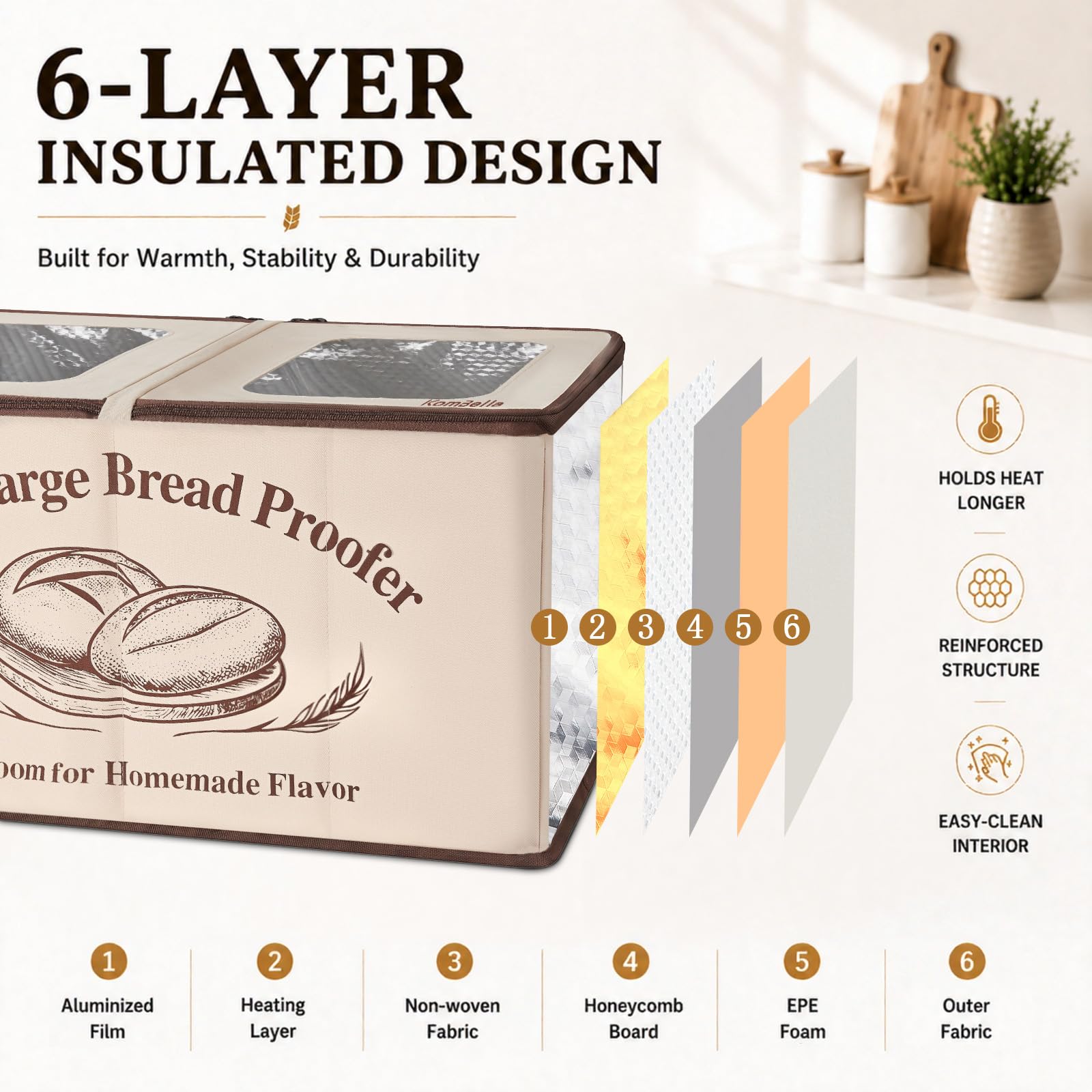 XL Bread Proofing Box Foldable Bread Proofer 23.6" Long Sourdough Warmer