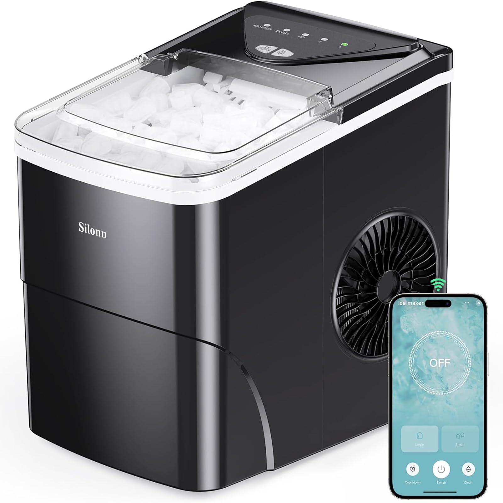 43-Lb Countertop Nugget Ice Maker with Self-Cleaning