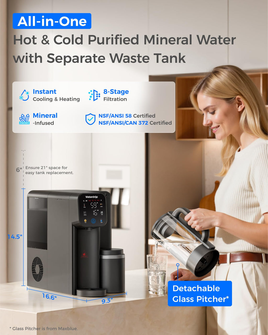 Waterdrop M6 & G2 Reverse Osmosis System, Black