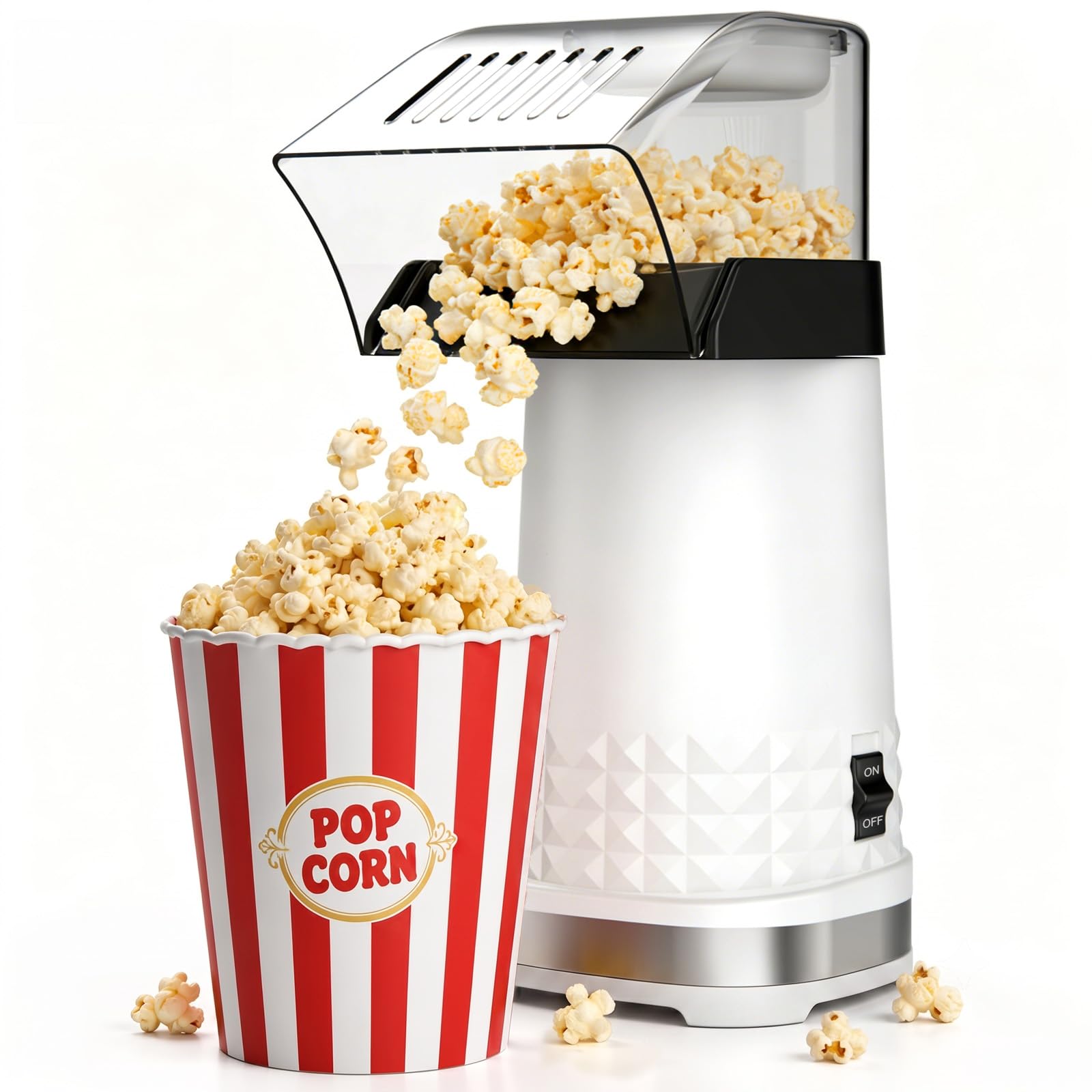 1200W Hot Air Popcorn Popper ETL Certified – Oil-Free Healthy Popcorn Maker Machine with 4.5 Quart Large Capacity, 2-Minute Fast Electric Popcorn Machine for Movie Night, Party, Snack