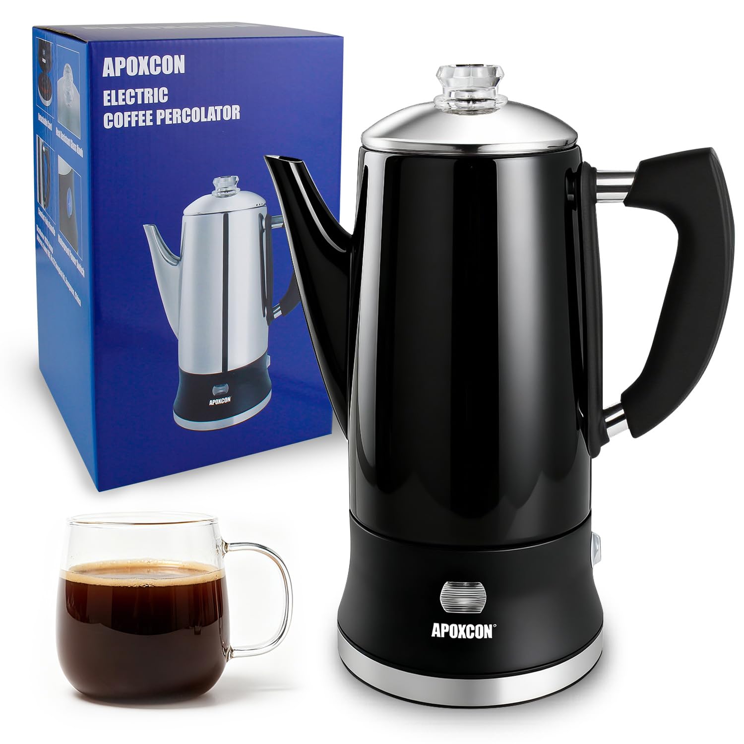 APOXCON All Stainless Steel Electric Coffee Percolator
