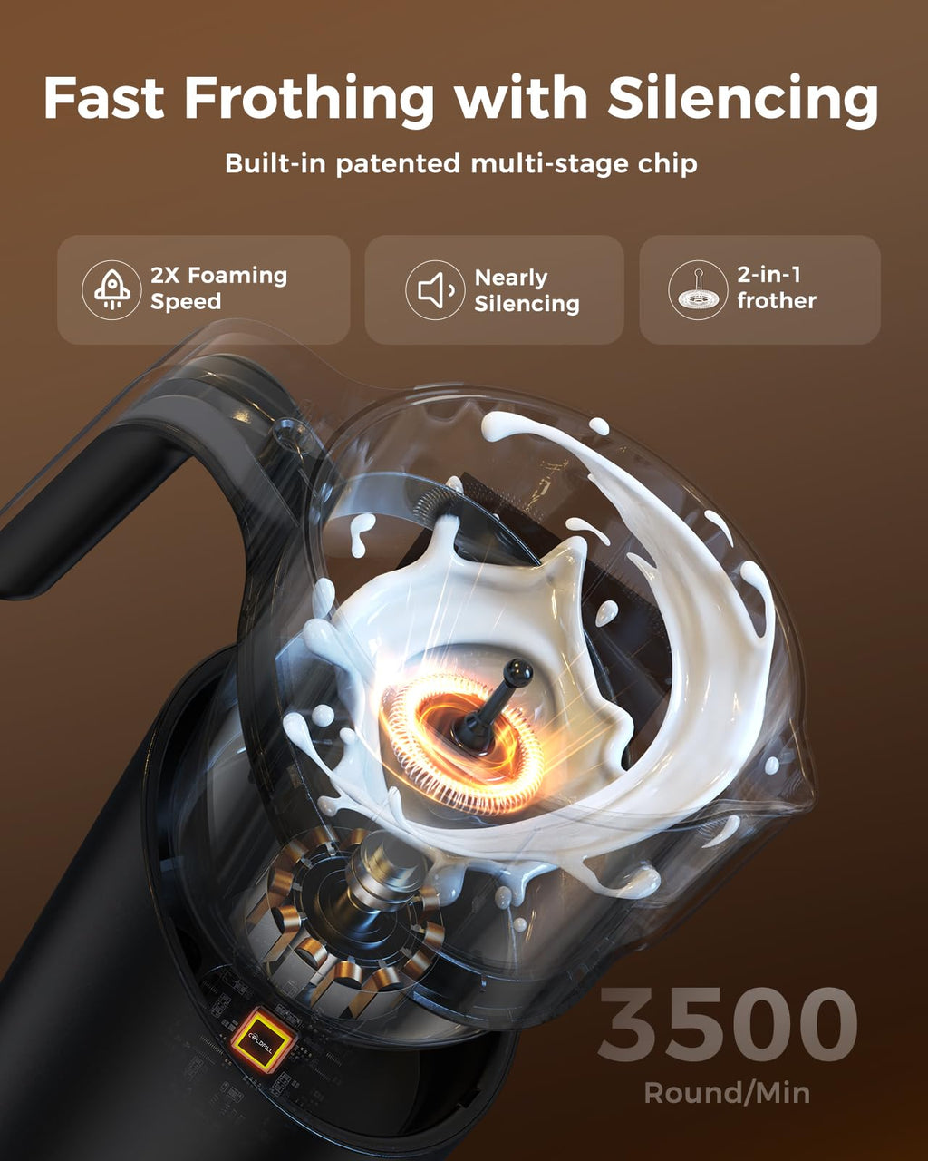 COLDFILL 8-in-1 Milk Frother, 21.16oz/600ml Automatic Milk Frother and Steamer, Electric Hot & Cold Foam Maker, Ergonomic Grip Detachable Frother for Coffee