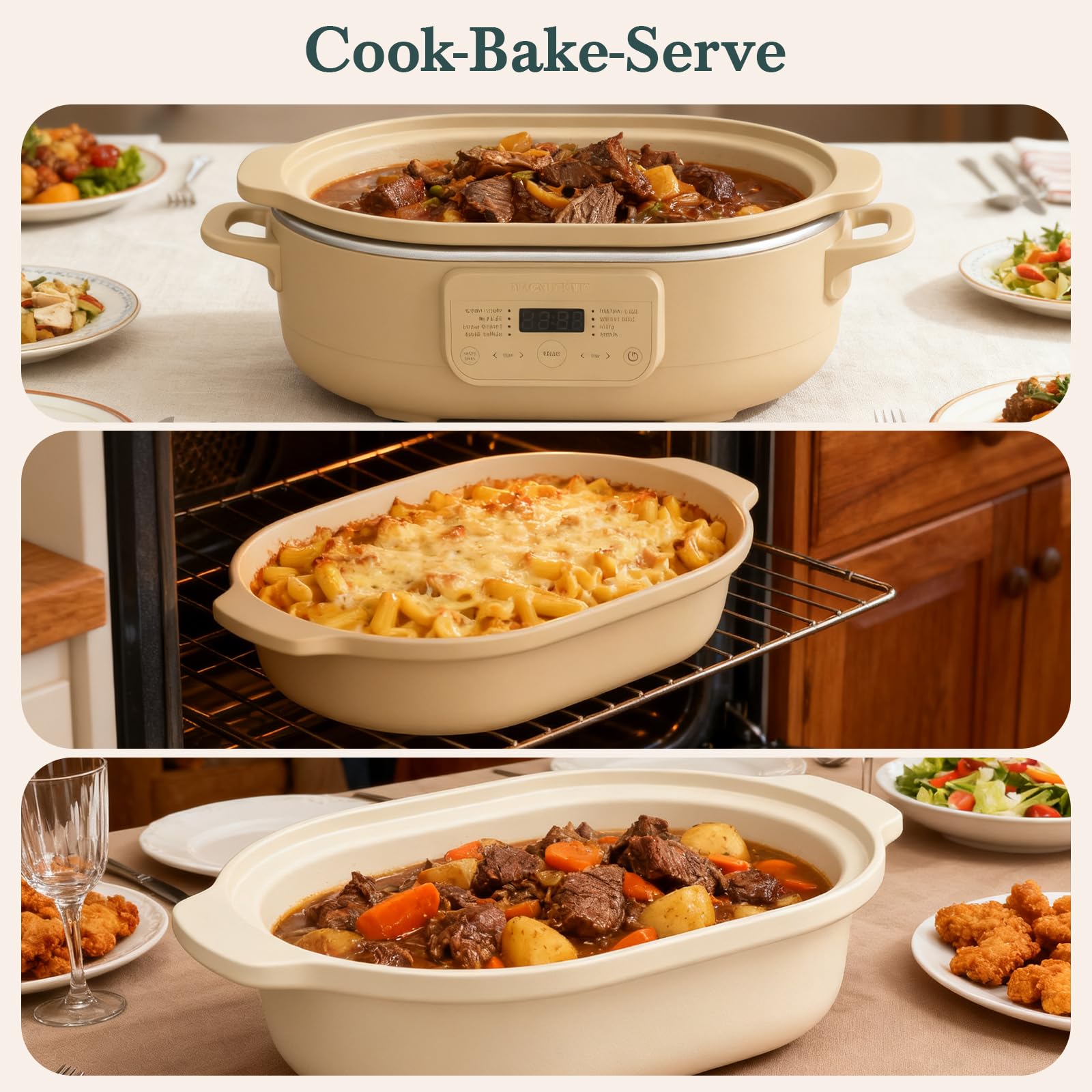 MAGNIFIQUE 4 Quart Claypot Multi-Cooker, with 8-in-1 Casserole Programmable Slow Cooker