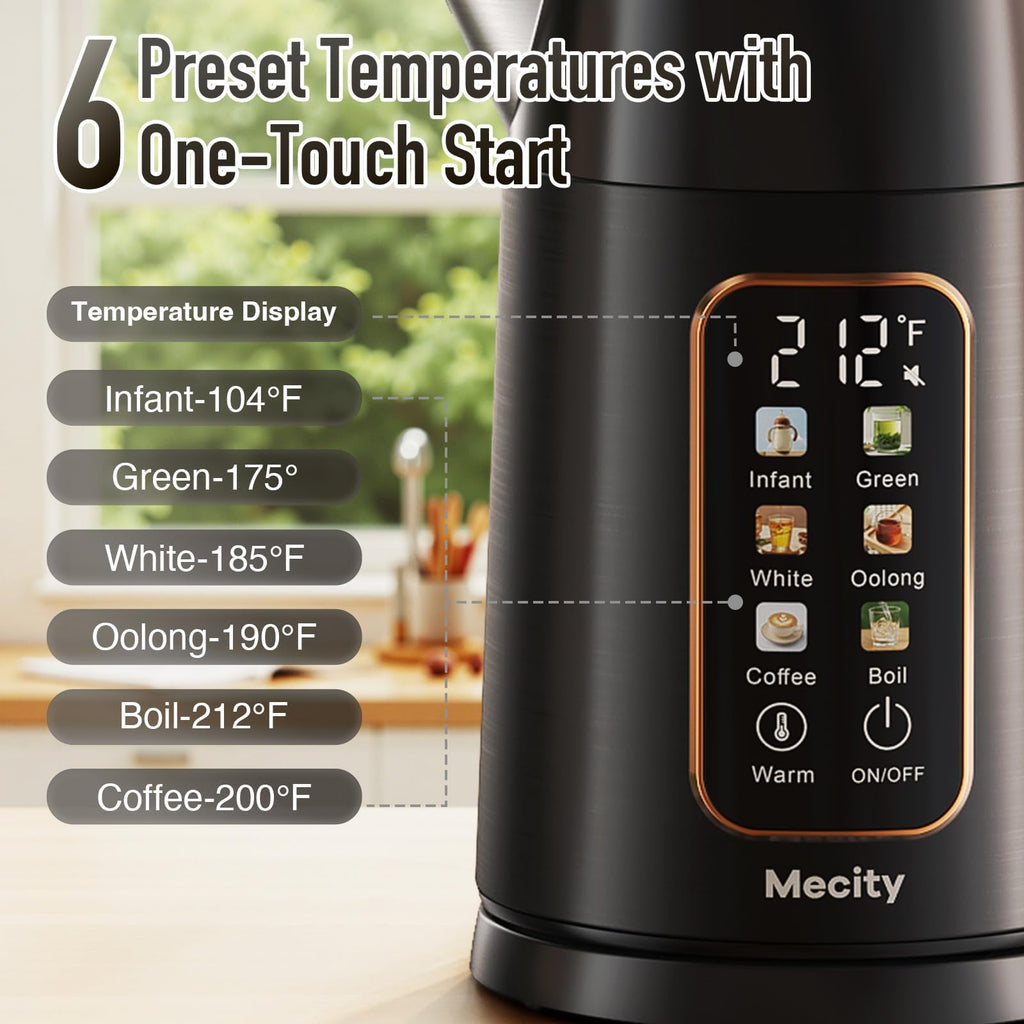 Mecity Electric Kettle 1.7 Liter Water Boiler with Temperature Control