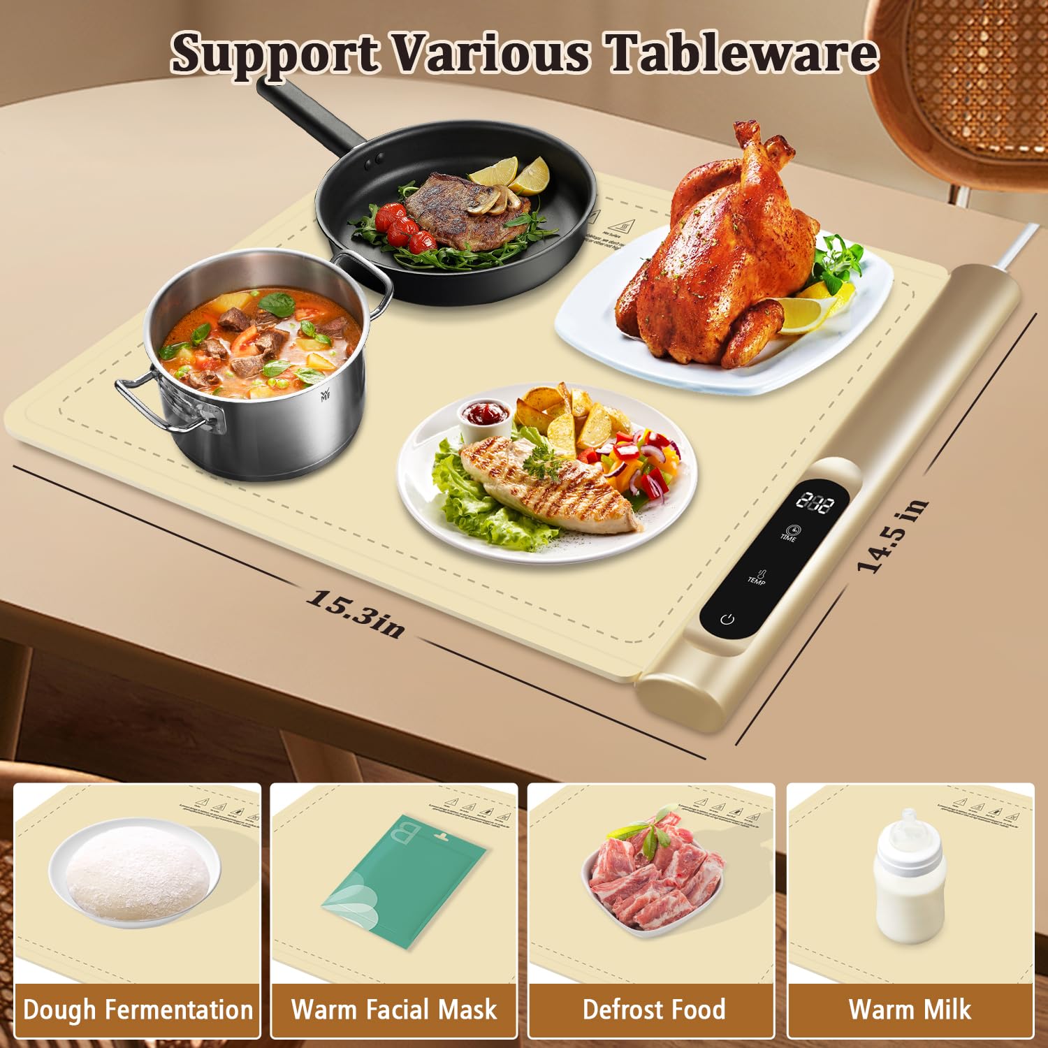 Newise Graphene Electric Food Warming Mat with 6 Heat Settings