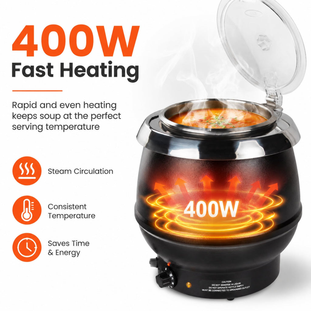 CLIVIA Commercial Electric Soup Warmer with Temperature Control