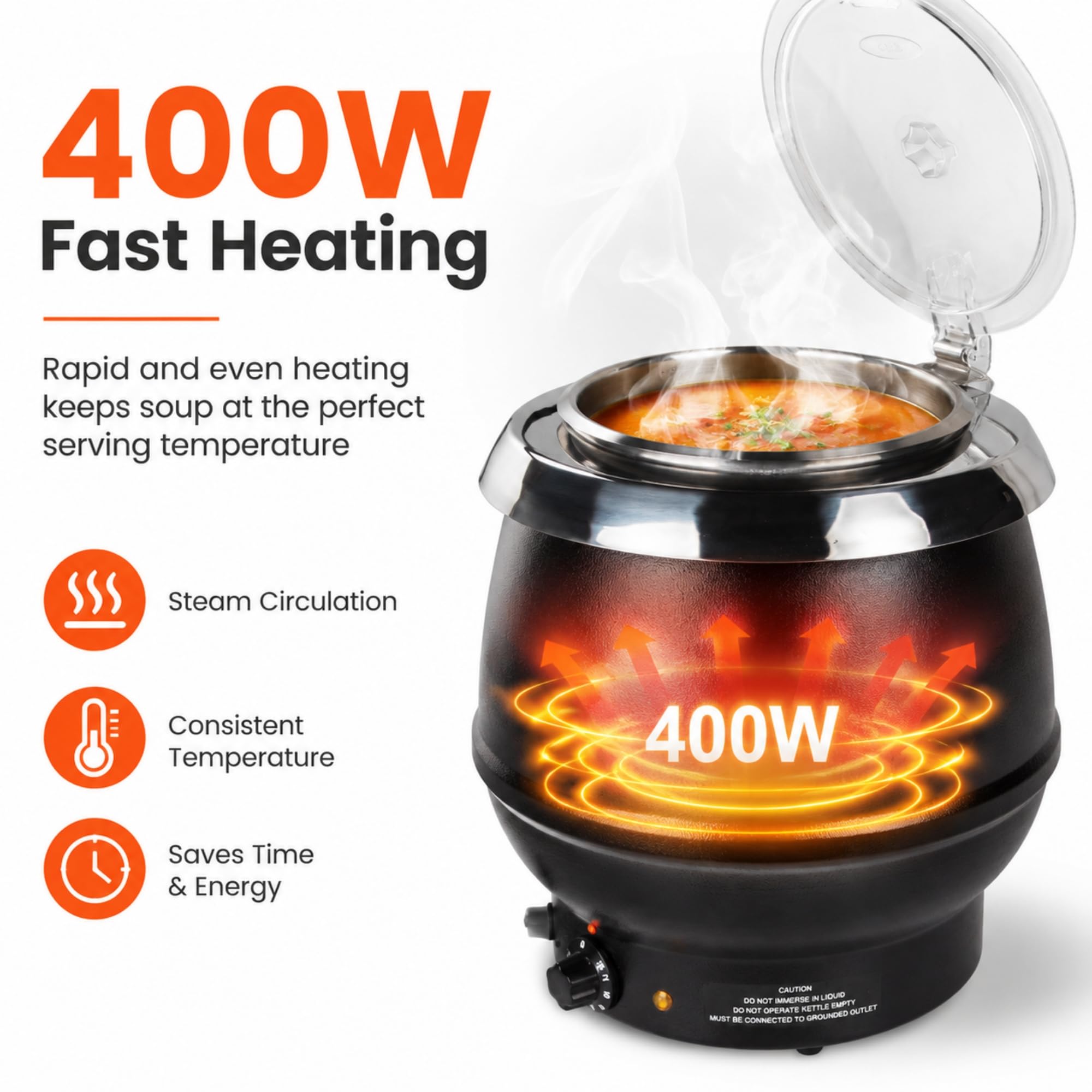 CLIVIA Commercial Electric Soup Warmer with Temperature Control