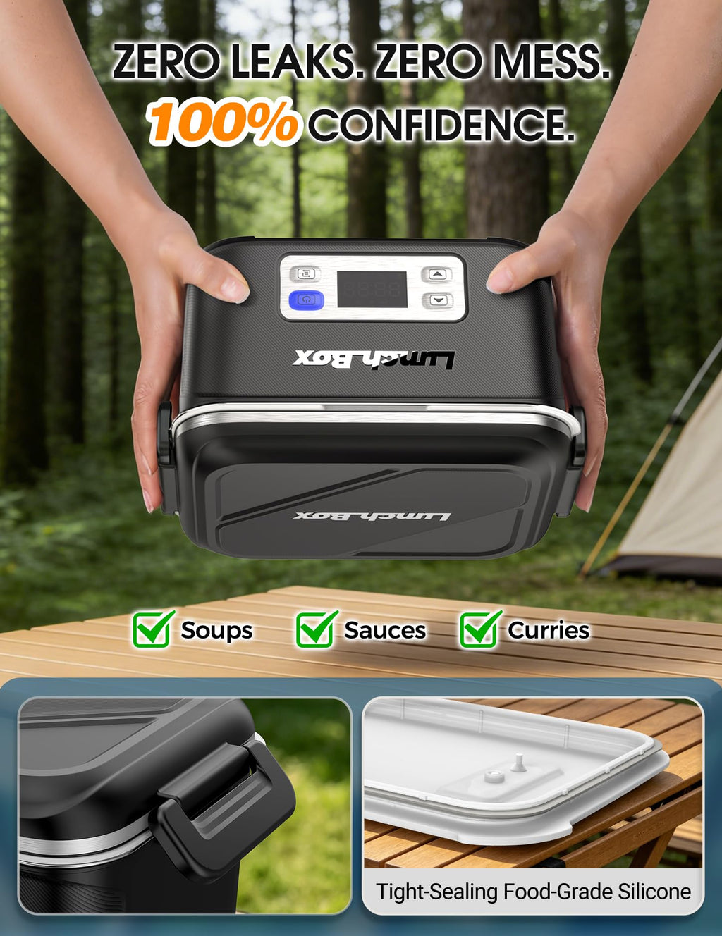 BYLTRNOW 1.5L Rechargeable Cordless Heated Lunch Box
