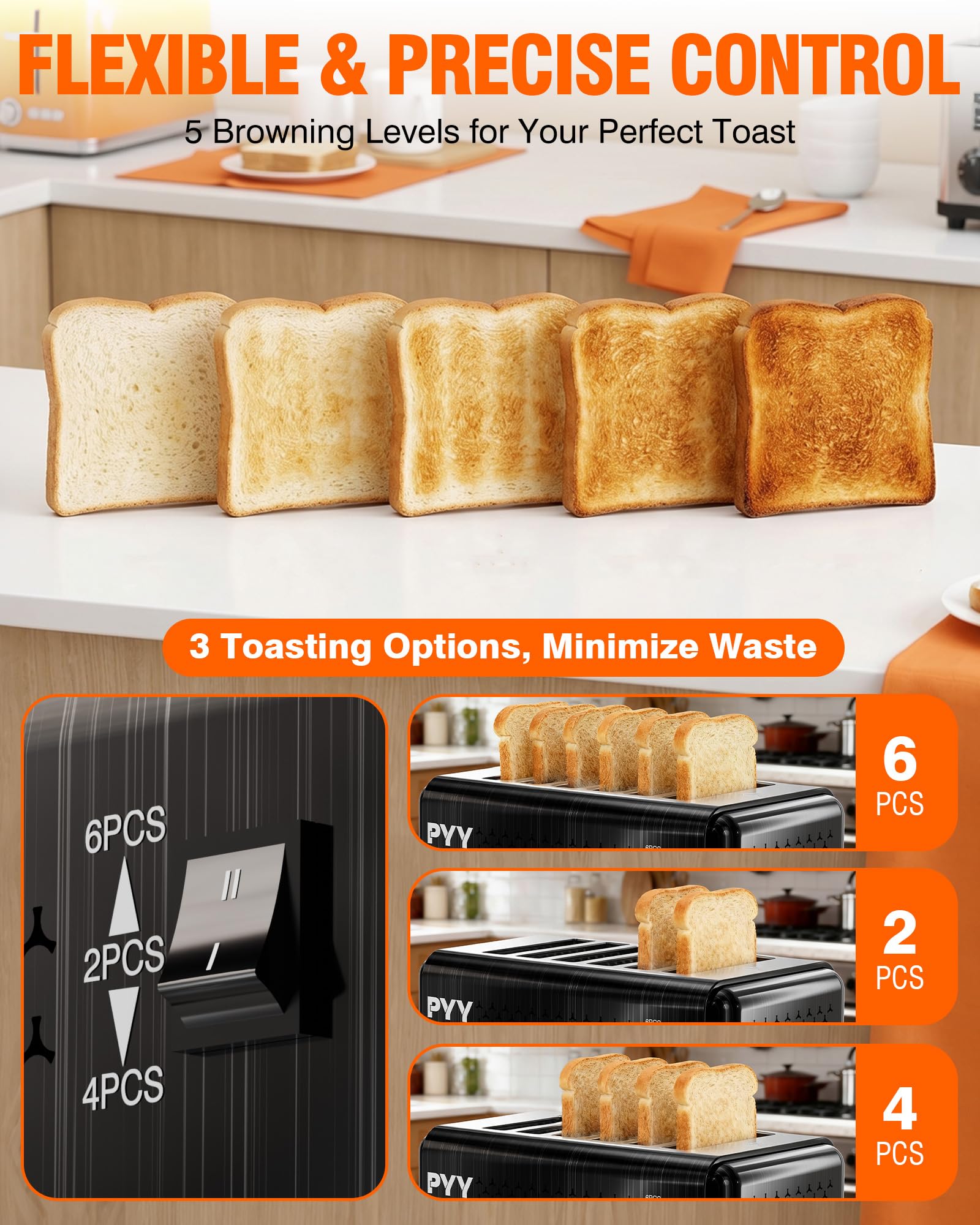 PYY 1800W Heavy-Duty Stainless Steel Commercial Toaster