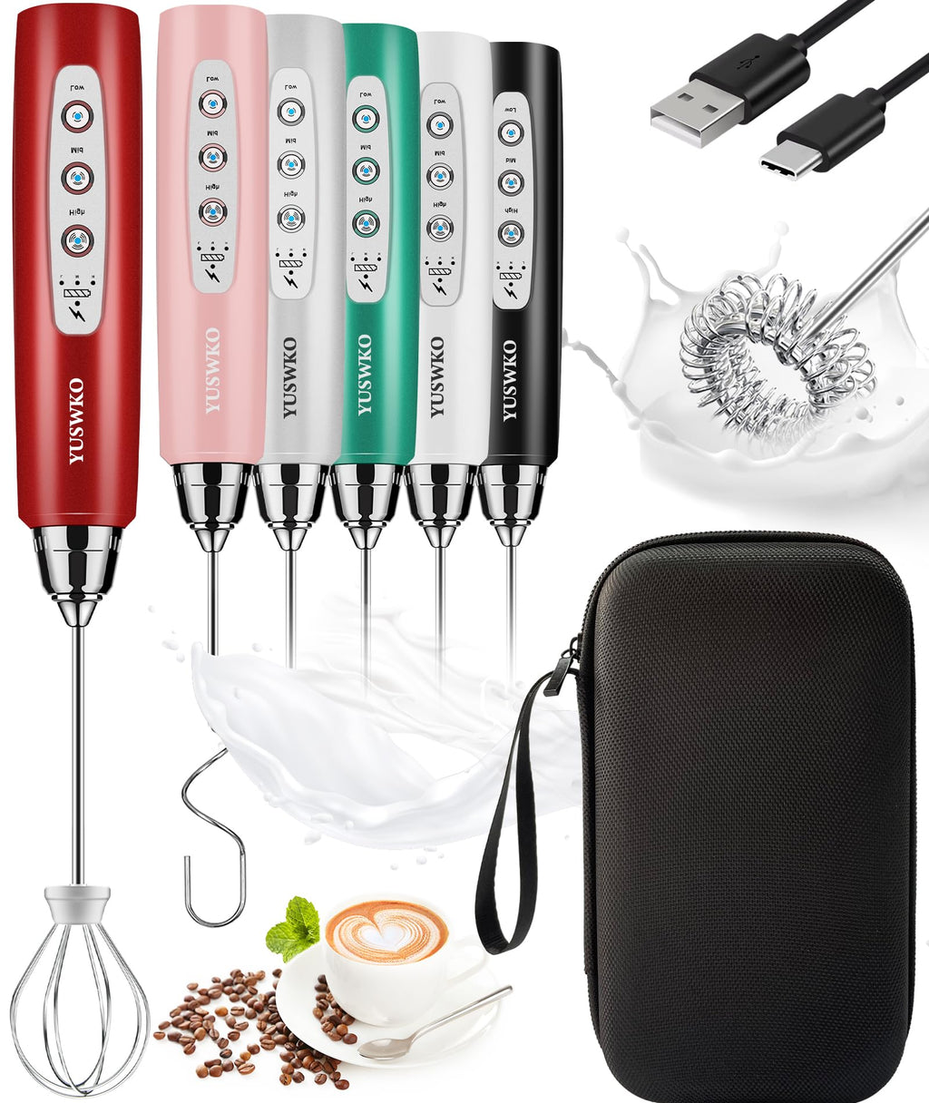 YUSWKO Rechargeable Handheld Milk Frother Wand for Coffee