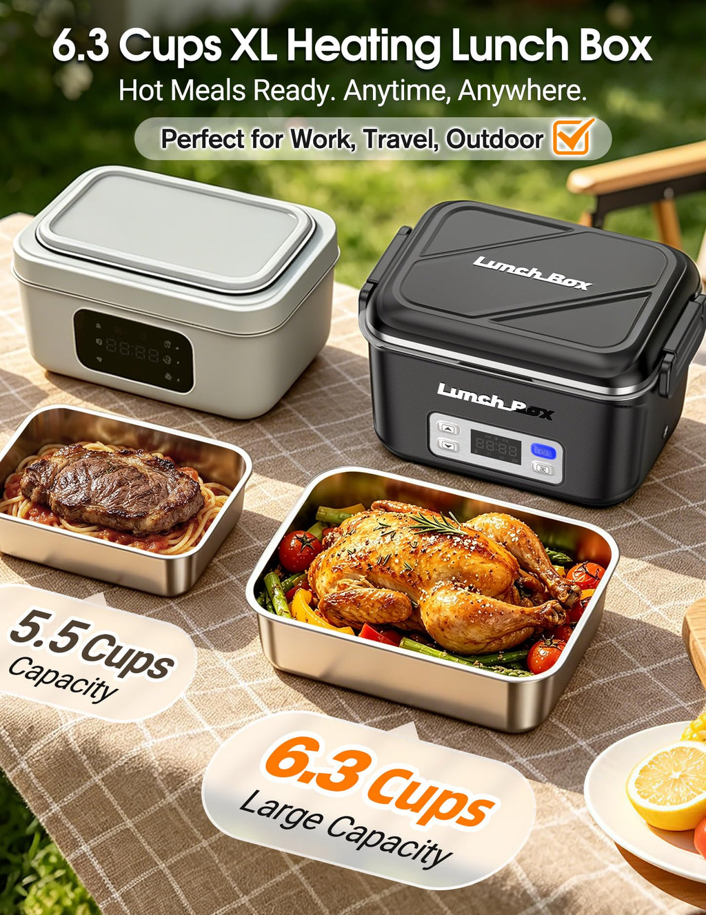 BYLTRNOW 1.5L Rechargeable Cordless Heated Lunch Box