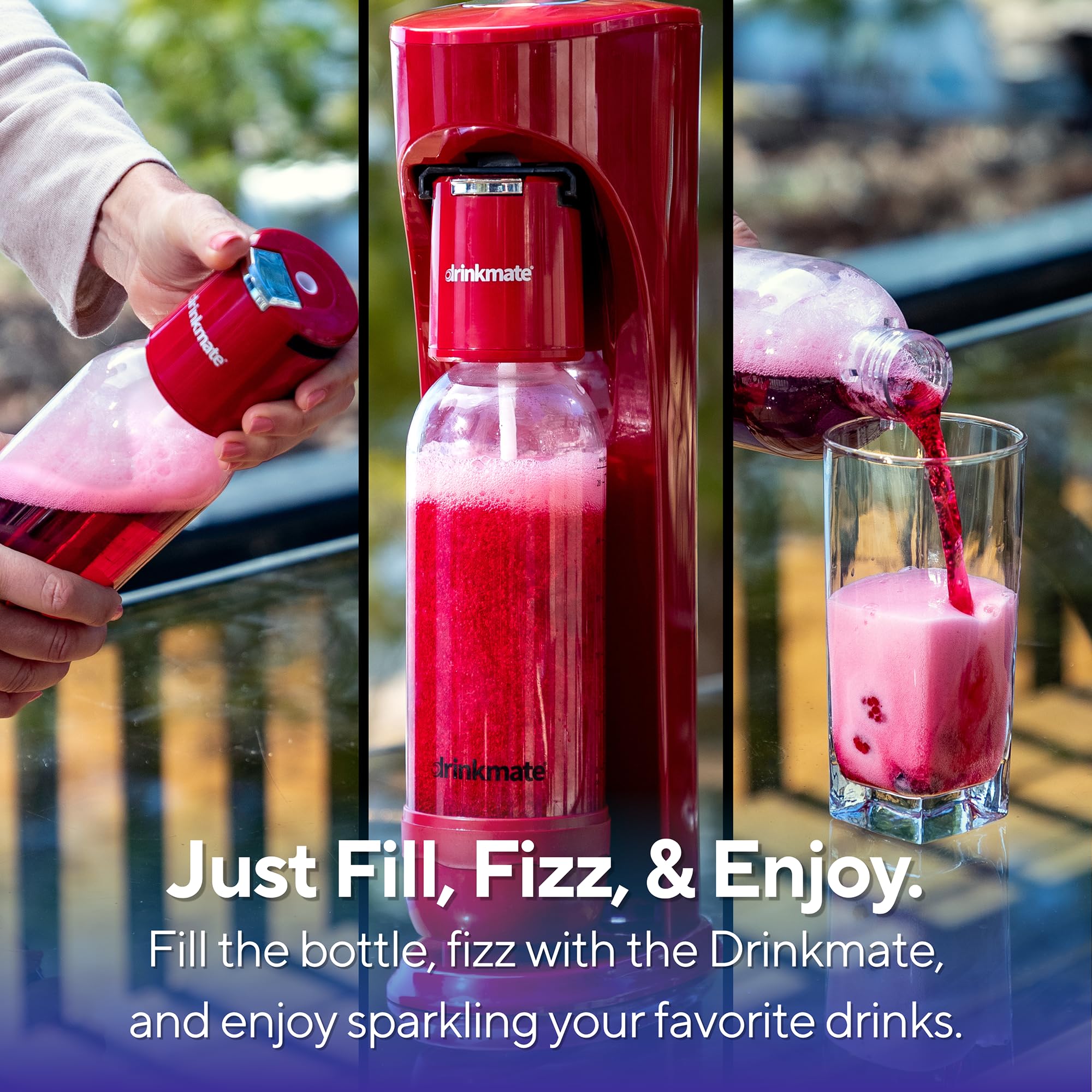 Drinkmate OmniFizz Sparkling Water Maker & Soda Streaming Machine | Carbonates Any Drink | BPA-Free Bottle | No Batteries or Electricity Required | CO2 Not Included