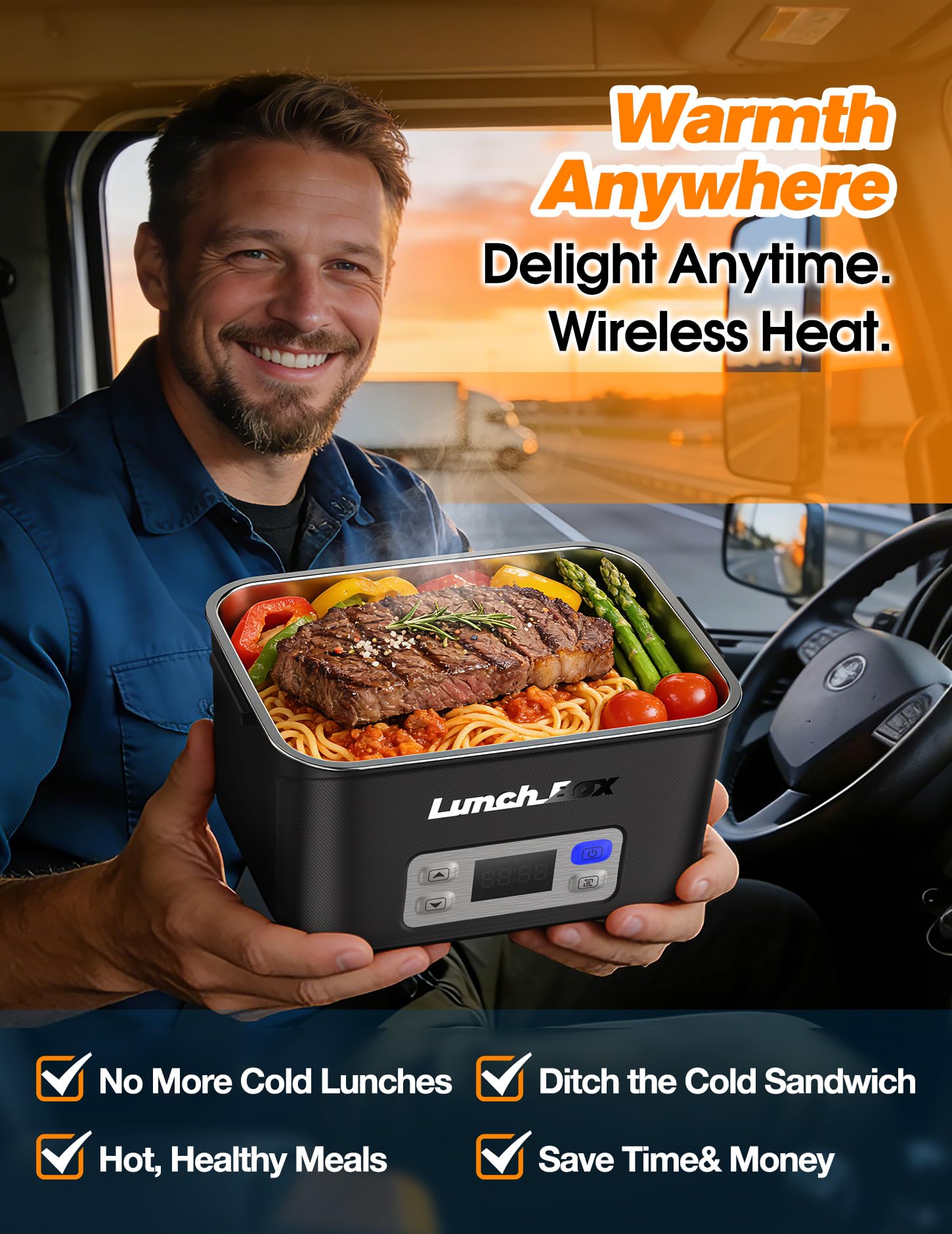 BYLTRNOW 1.5L Rechargeable Cordless Heated Lunch Box