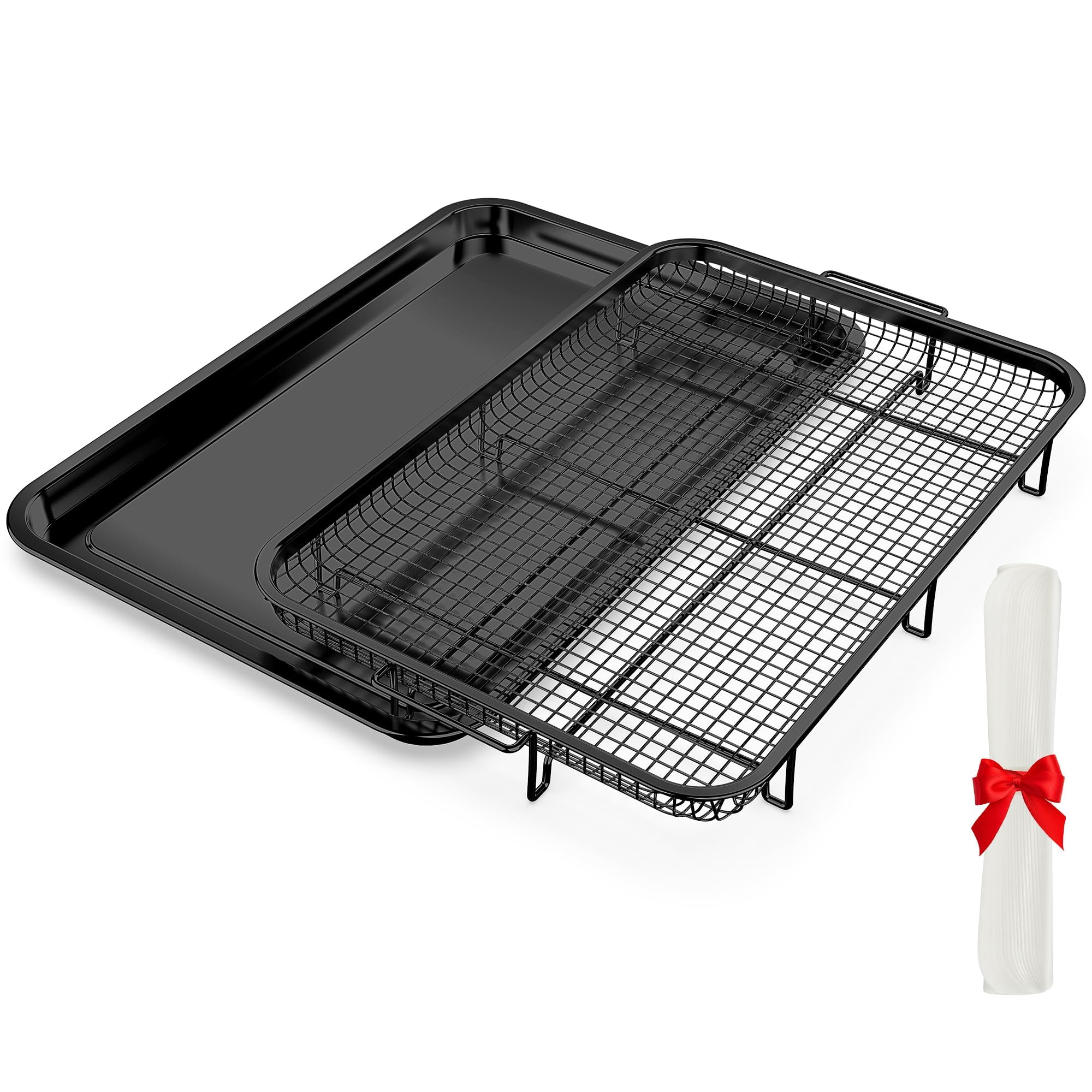 Oven Air Fryer Basket and Tray, OPENICE Stainless Steel Air Fryer Basket for Oven, Air Fryer Tray and Pan Set for Crisping Baking