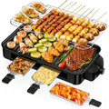 Electric Indoor Grill 1500W -2 in 1 Smokeless Indoor Grill for Kitchen with Non-stick Removable Grill & Griddle Plate,Temperature Control Korean BBQ Grill with 3 Cheese Pans Dishwasher Safe