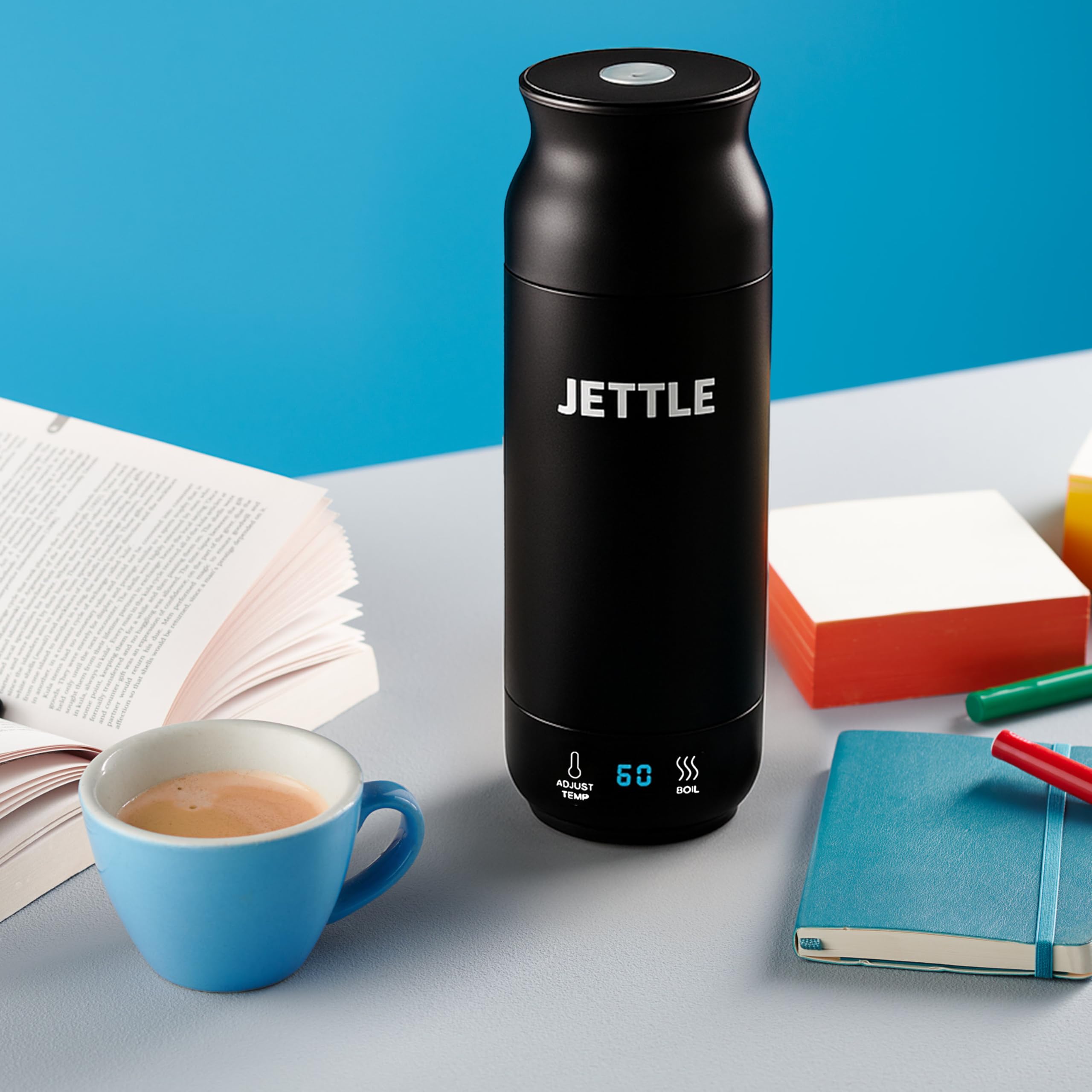 Jettle Electric Kettle - Travel Portable Heater for Coffee Tea Milk Soup - Stainless Steel Travel Water Boiler tea pot with Temperature Control - LED - Automatic Power Off - 450ml - Kitchen Appliance