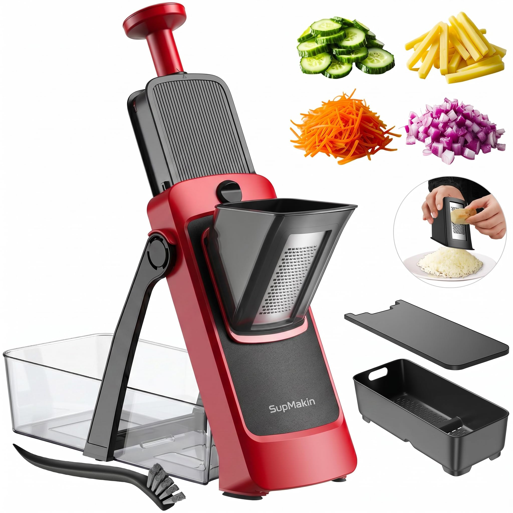 SupMaKin Safe Mandoline Slicer for Kitchen,Pptato Slicer, Vegetable Onion Chopper, French Fry Cutter, Adjustable Thickness, Julienne & Dicer Salad Chopping Artifact