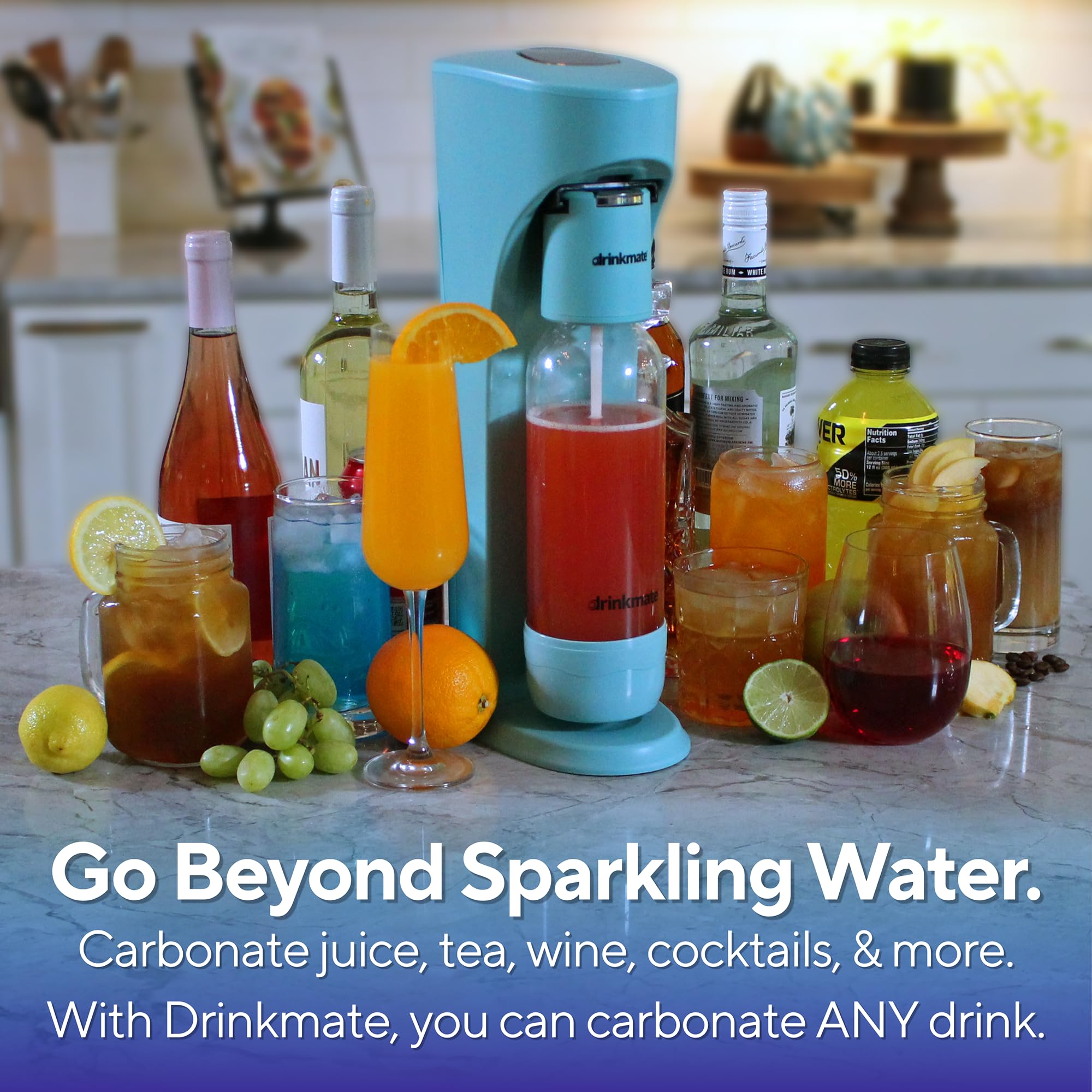 Drinkmate OmniFizz Sparkling Water Maker & Soda Streaming Machine | Carbonates Any Drink | BPA-Free Bottle | No Batteries or Electricity Required | CO2 Not Included