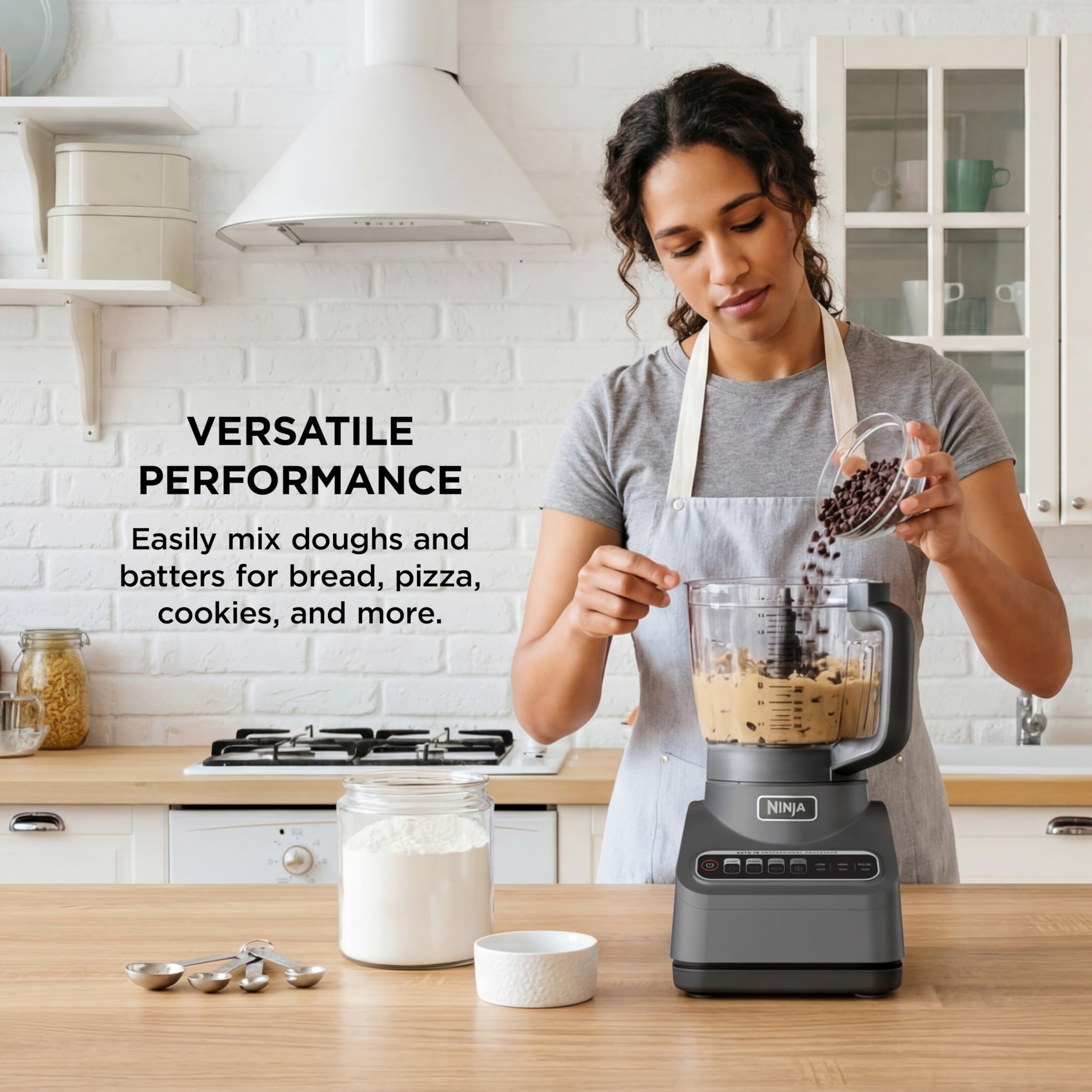 Ninja Food Processor, Professional Plus,4 Functions for Chopping, Slicing, Purees & Dough with 9-Cup Processor Bowl, Food Chute & Pusher