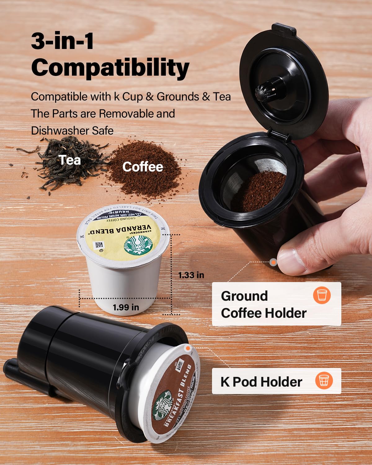 TWOMEOW Coffee Maker Hot & Iced With Bold Setting,Single Serve Coffee Maker For K Cup And Grounds,52 Oz Removabl