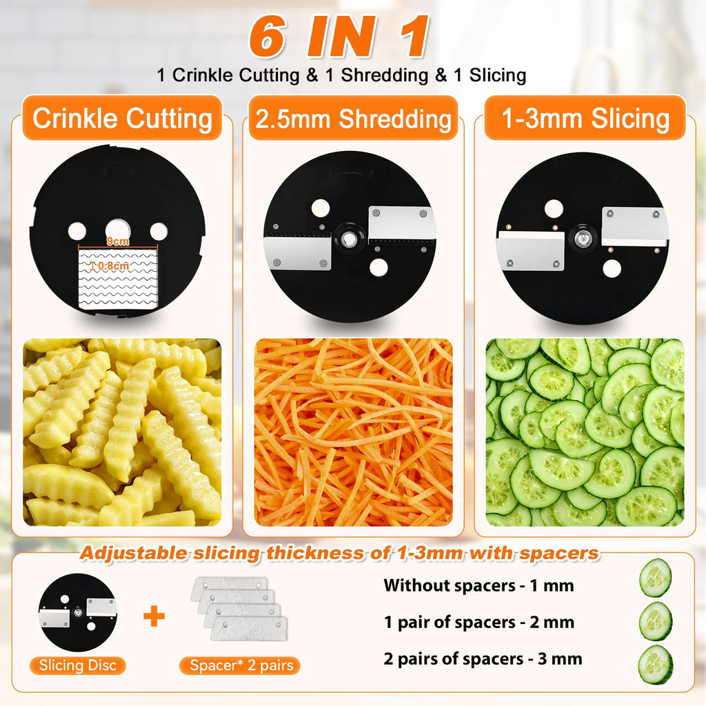 Anatole 6-In-1 Electric Commercial Food Processor Vegetable Chopper Dicer