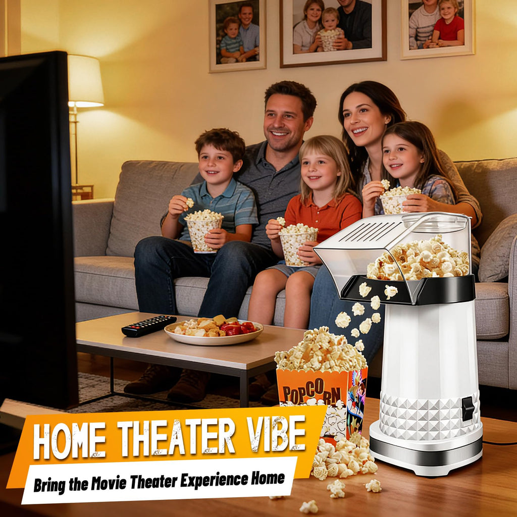 1200W Hot Air Popcorn Popper ETL Certified – Oil-Free Healthy Popcorn Maker Machine with 4.5 Quart Large Capacity, 2-Minute Fast Electric Popcorn Machine for Movie Night, Party, Snack