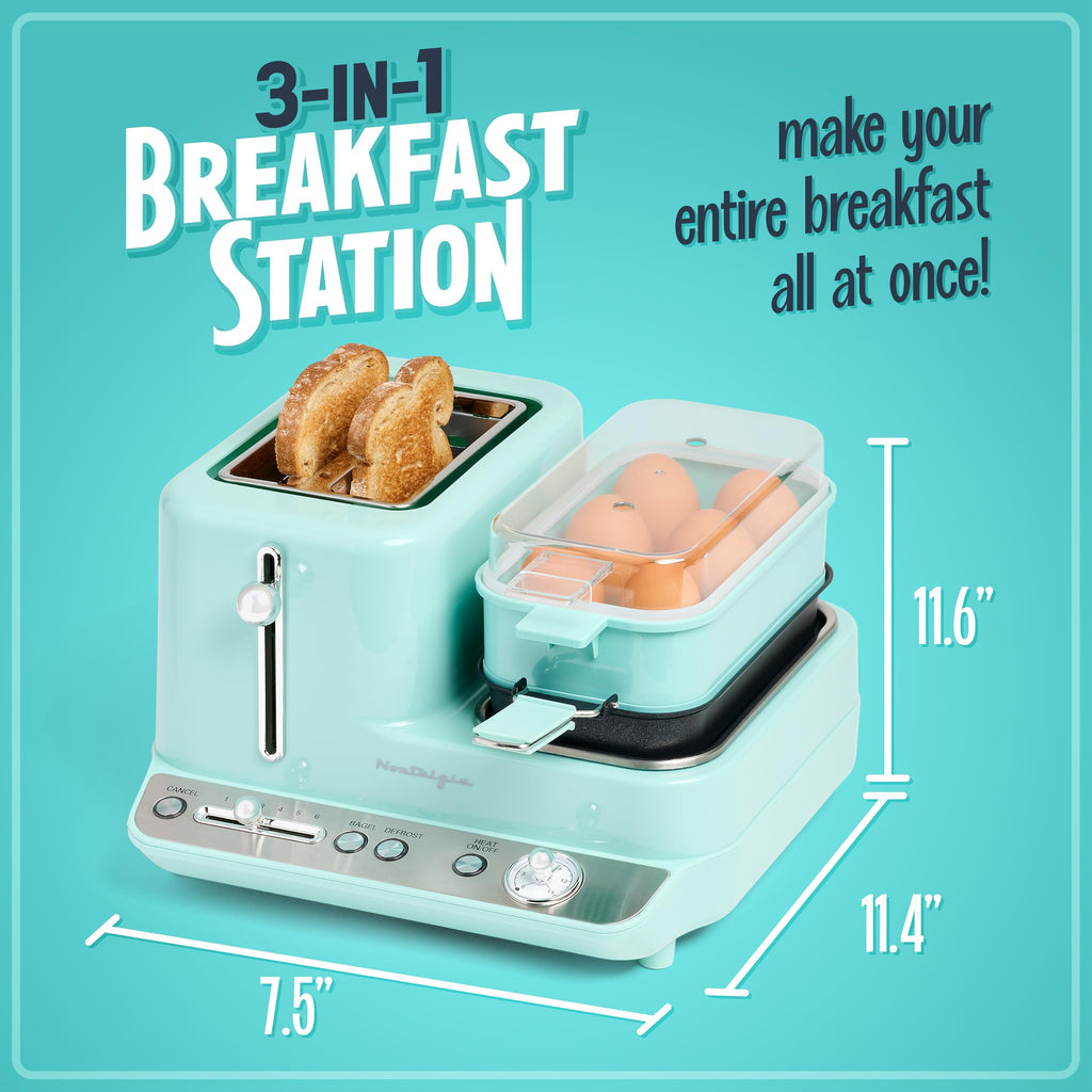Nostalgia 3-in-1 Electric Breakfast Station with Coffee Maker
