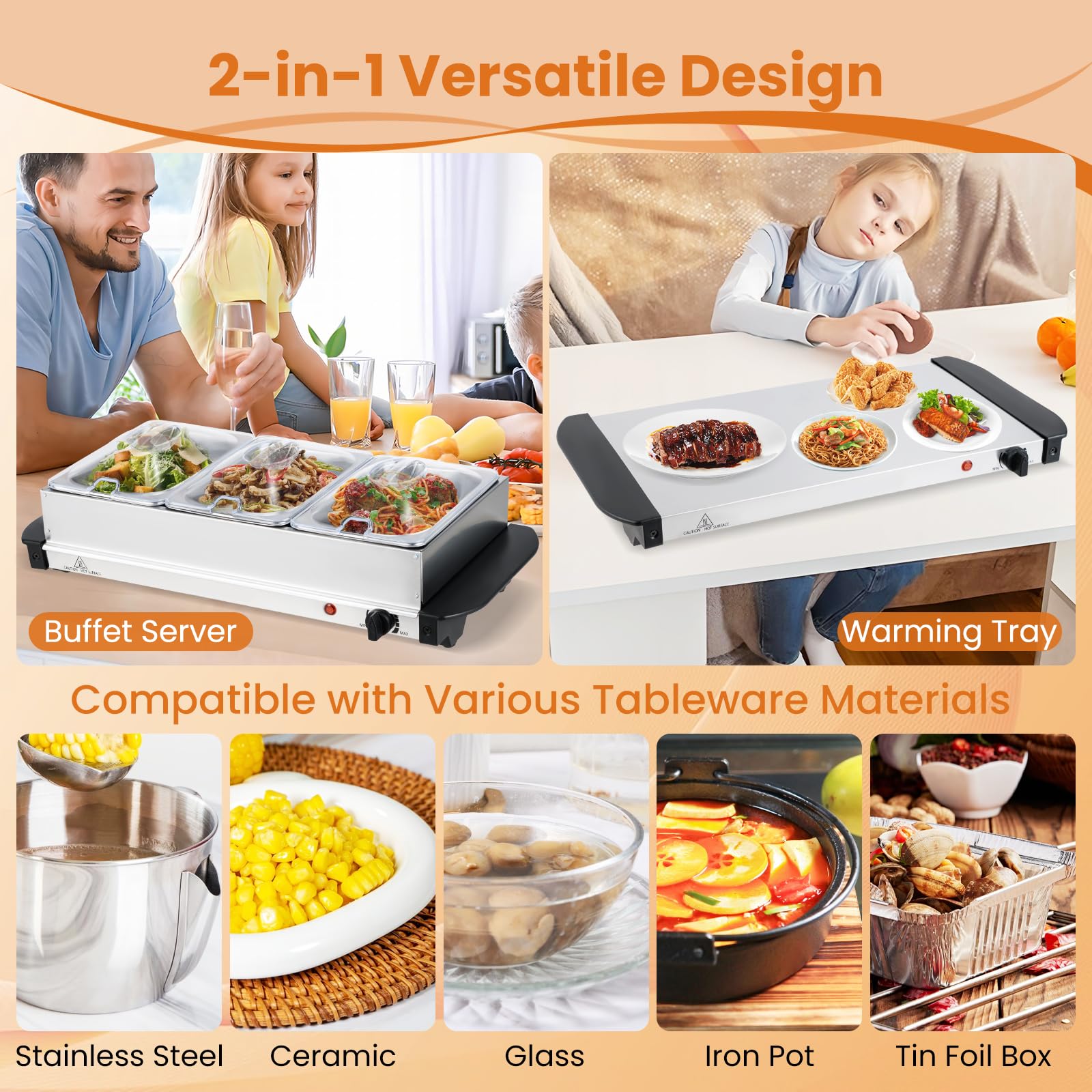 Giantex 3-Pan Electric Buffet Server and Food Warmer