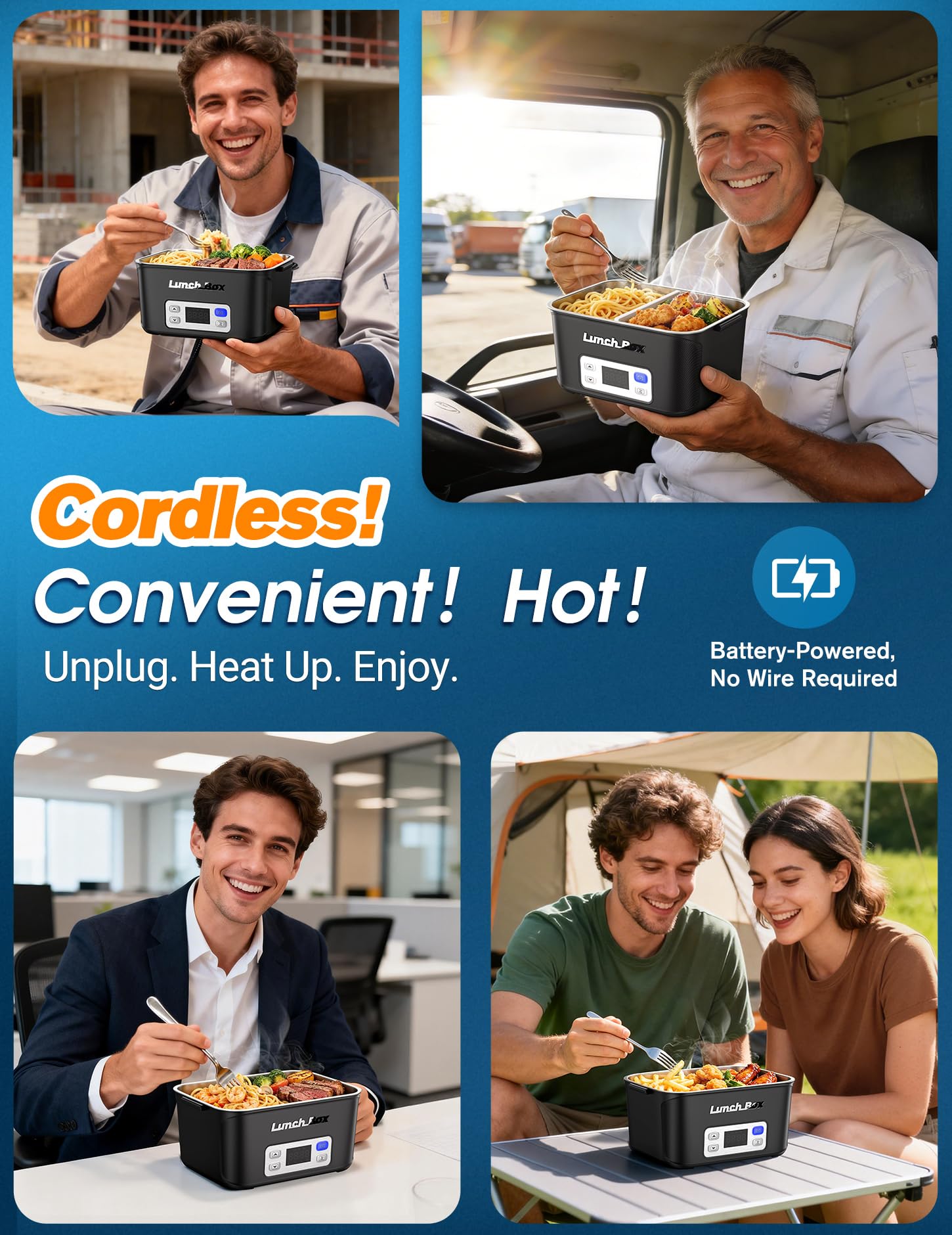 BYLTRNOW 1.5L Rechargeable Cordless Heated Lunch Box