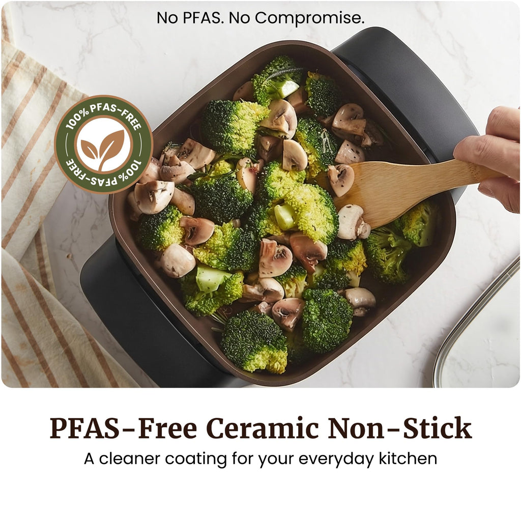 Elite Gourmet PFAS-Free Nonstick Electric Ceramic Skillet