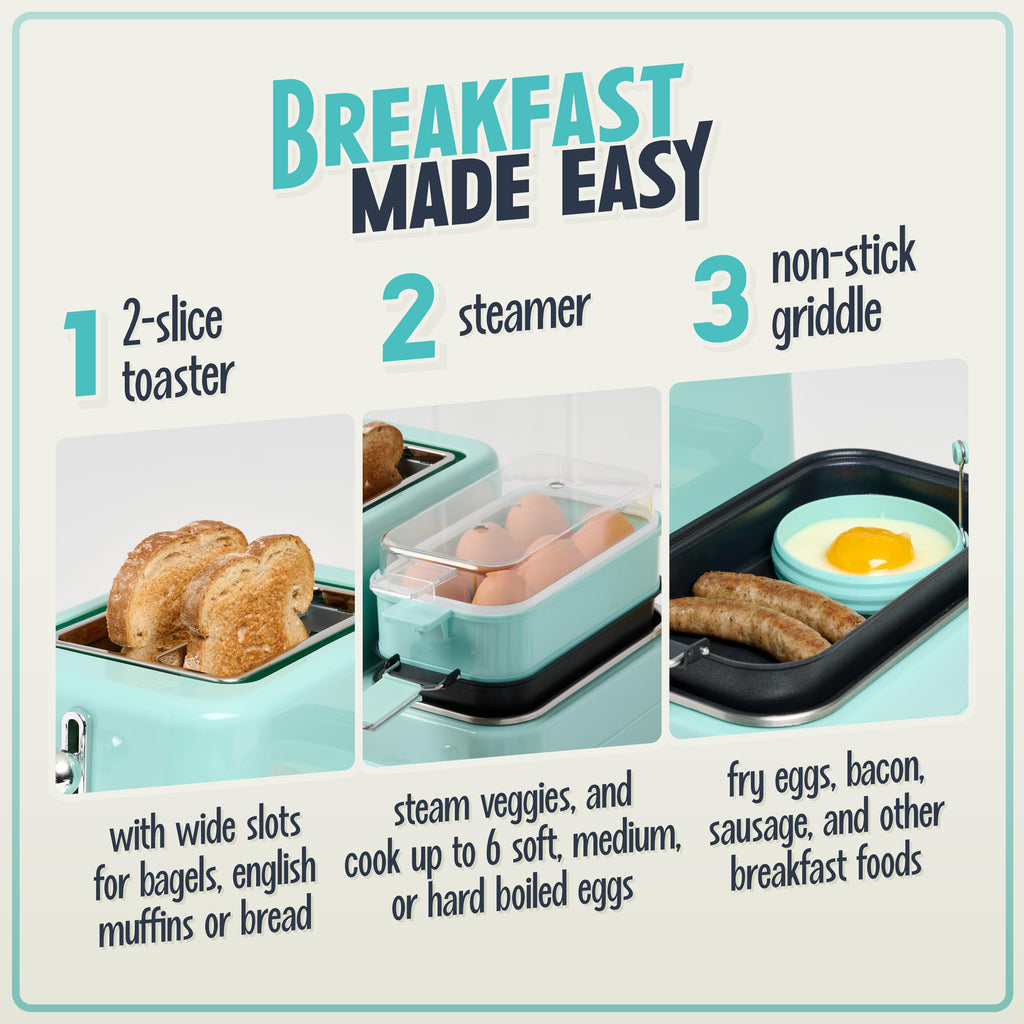 Nostalgia 3-in-1 Electric Breakfast Station with Coffee Maker