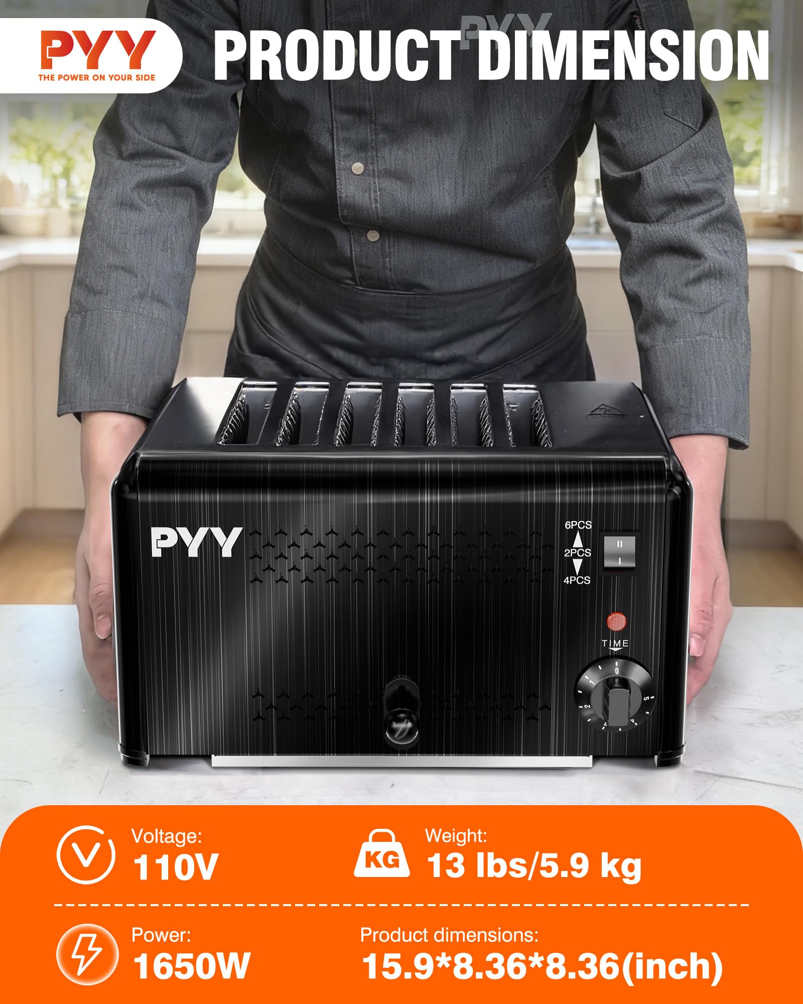 PYY 1800W Heavy-Duty Stainless Steel Commercial Toaster