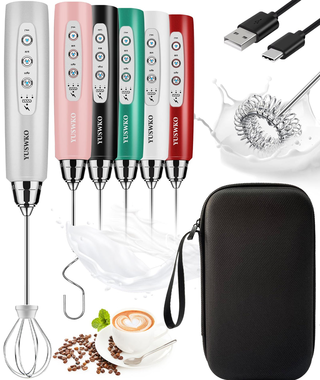 YUSWKO Rechargeable Handheld Milk Frother Wand for Coffee