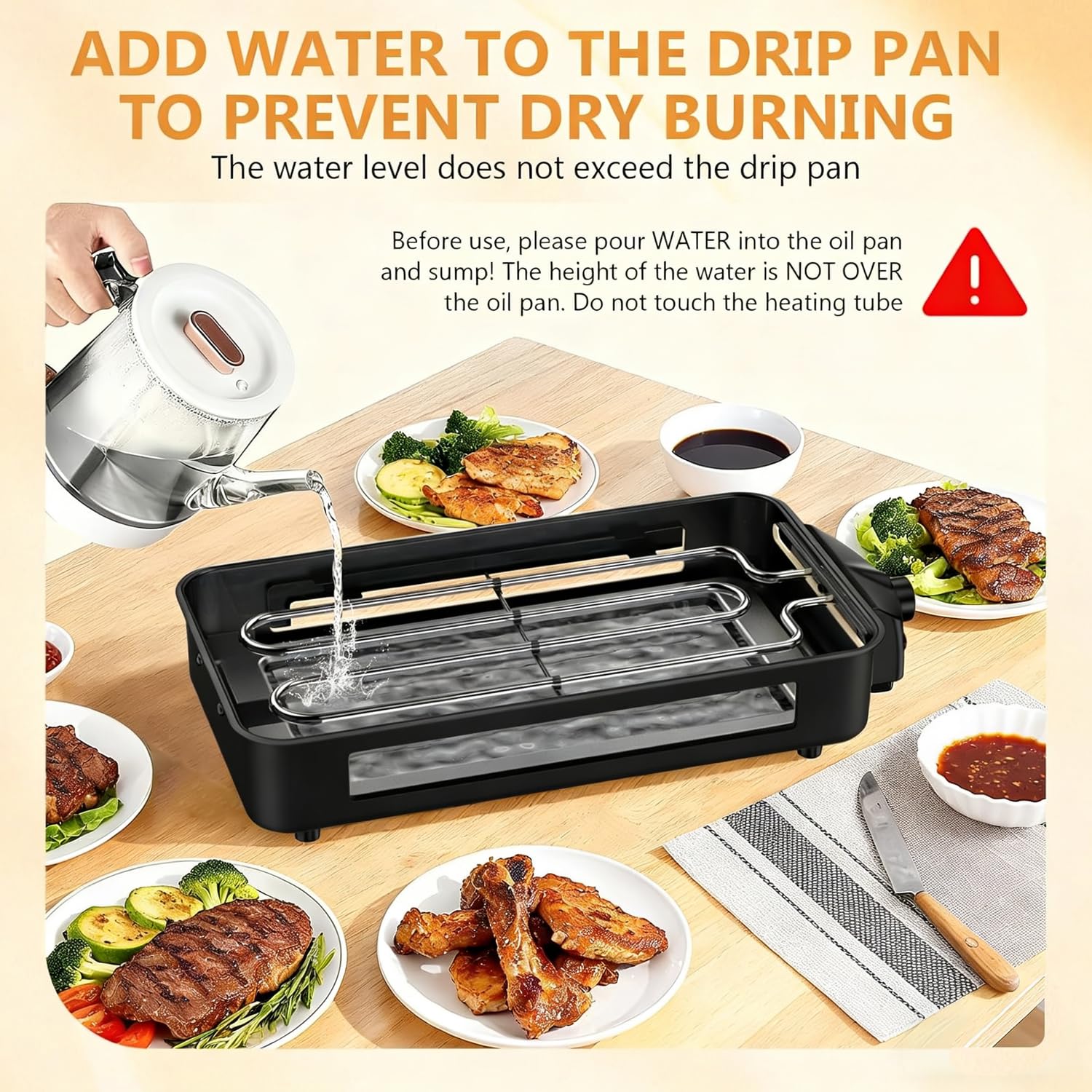 Electric Indoor Grill 1500W -2 in 1 Smokeless Indoor Grill for Kitchen with Non-stick Removable Grill & Griddle Plate,Temperature Control Korean BBQ Grill with 3 Cheese Pans Dishwasher Safe